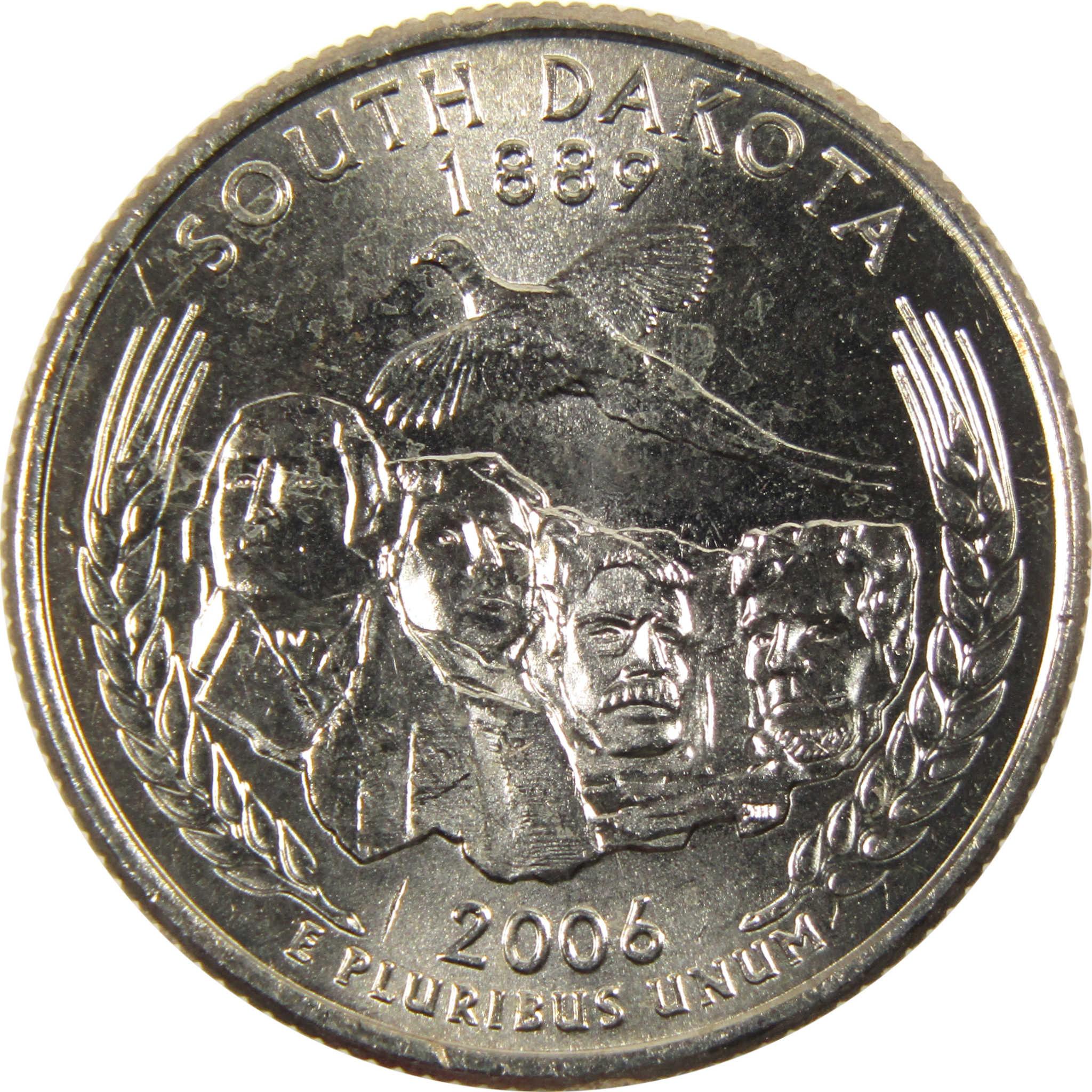 2006 P South Dakota State Quarter BU Uncirculated Clad 25c Coin