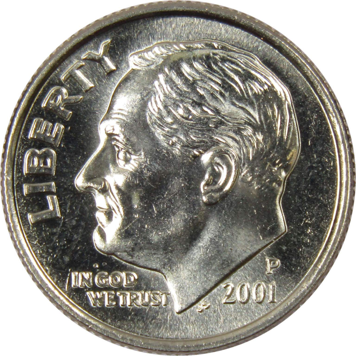 2001 P Roosevelt Dime Clad Uncirculated Mint State 10c Coin