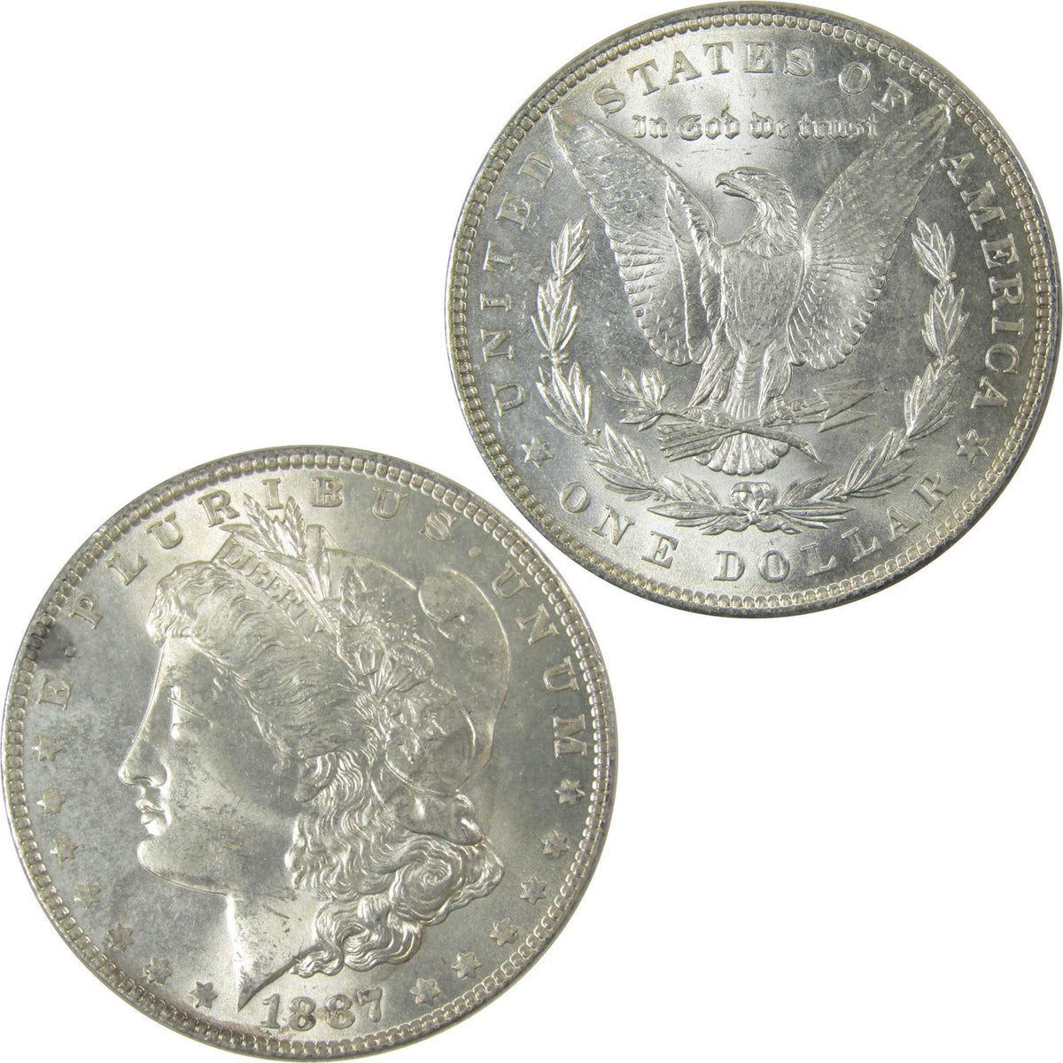 1887 Morgan Silver Dollar Uncirculated Mint State $1 Coin SKU:CP671 - Morgan coin - Morgan silver dollar - Morgan silver dollar for sale - Profile Coins & Collectibles