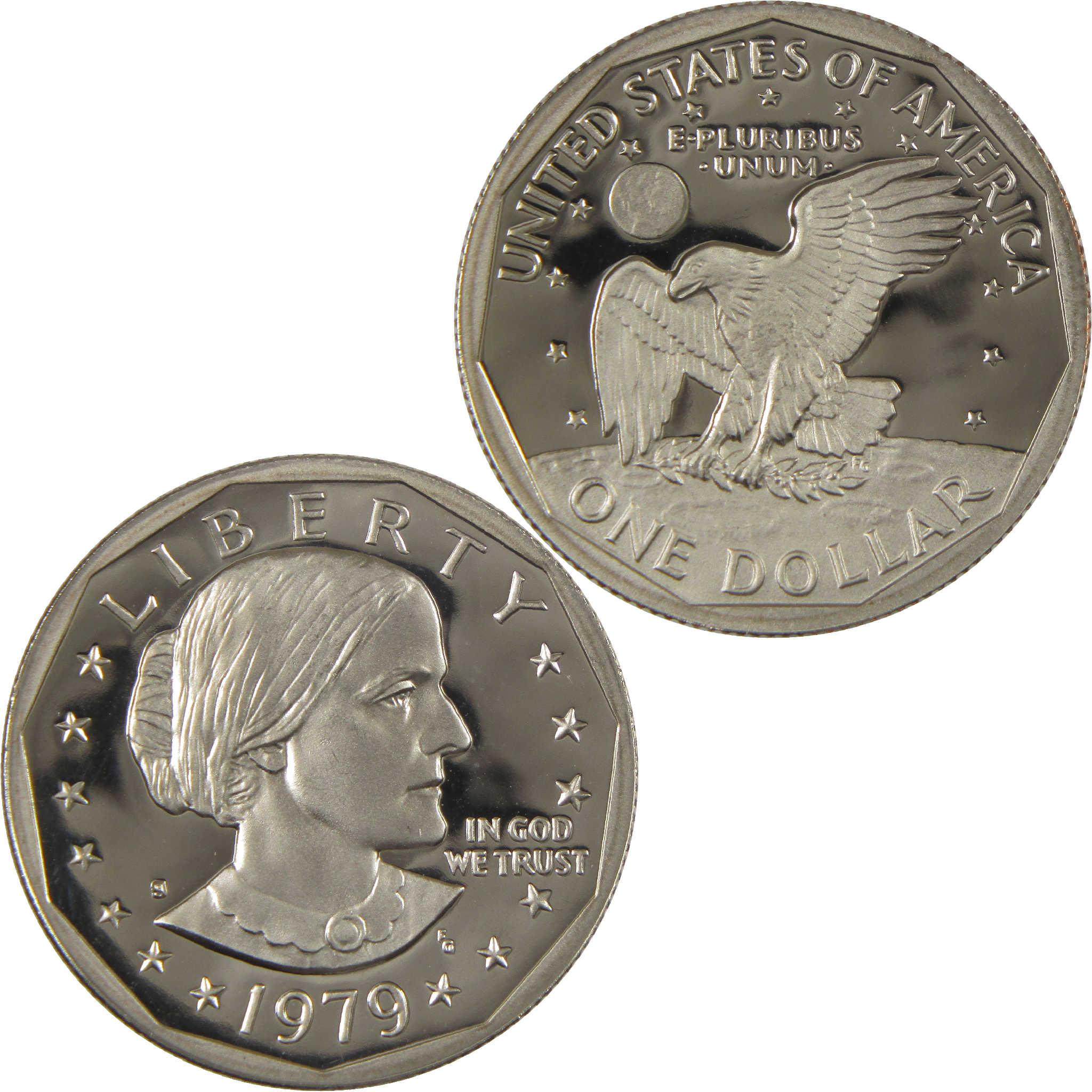 1979 S Type 1 Filled S Susan B Anthony Dollar Choice Proof Clad SBA