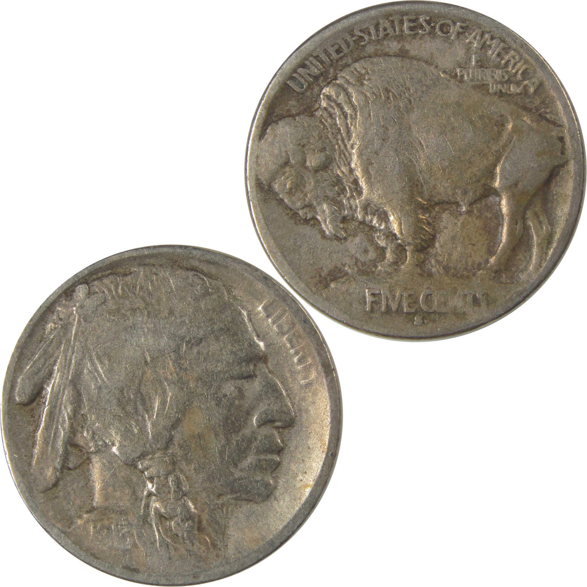 1913 S Type 1 Indian Head Buffalo Nickel F Fine Details SKU:I22898