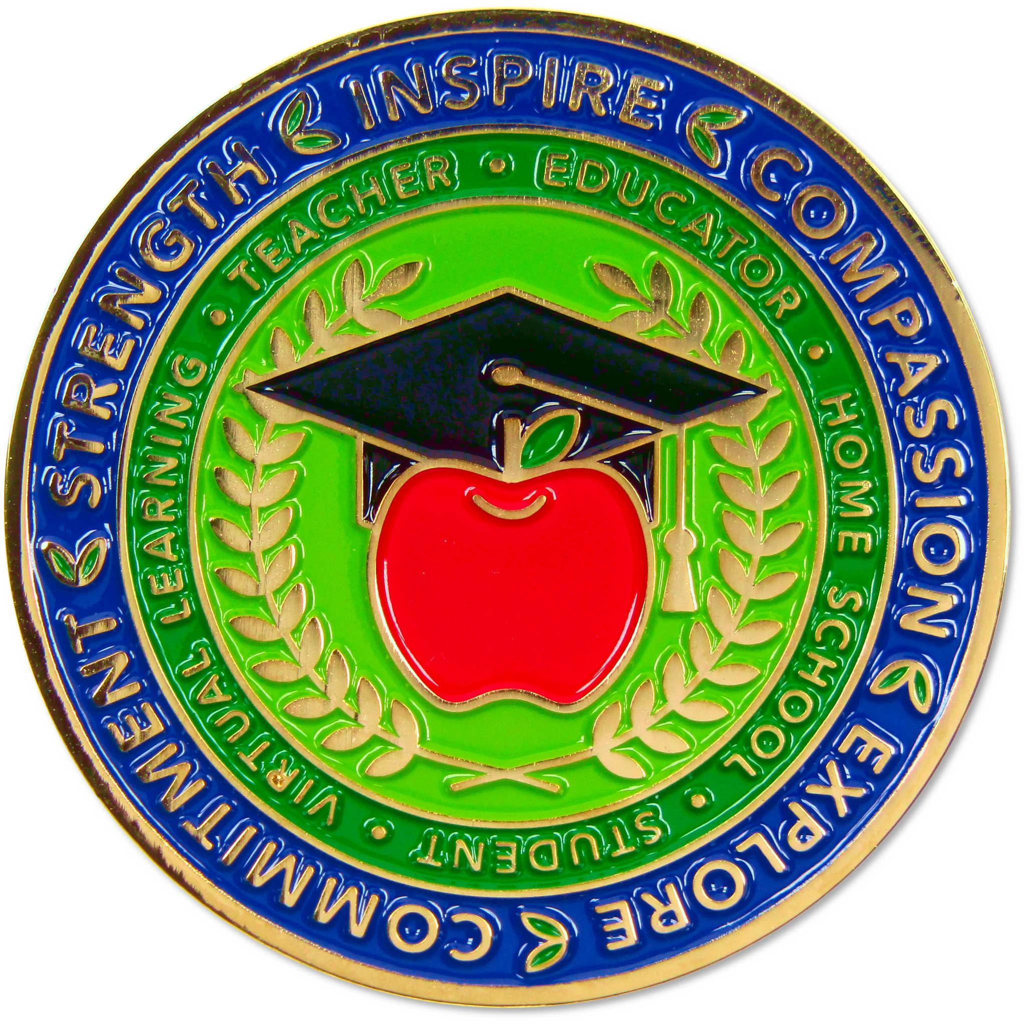 Educator Challenge Coin Brass Collectible with Enameled Coloring