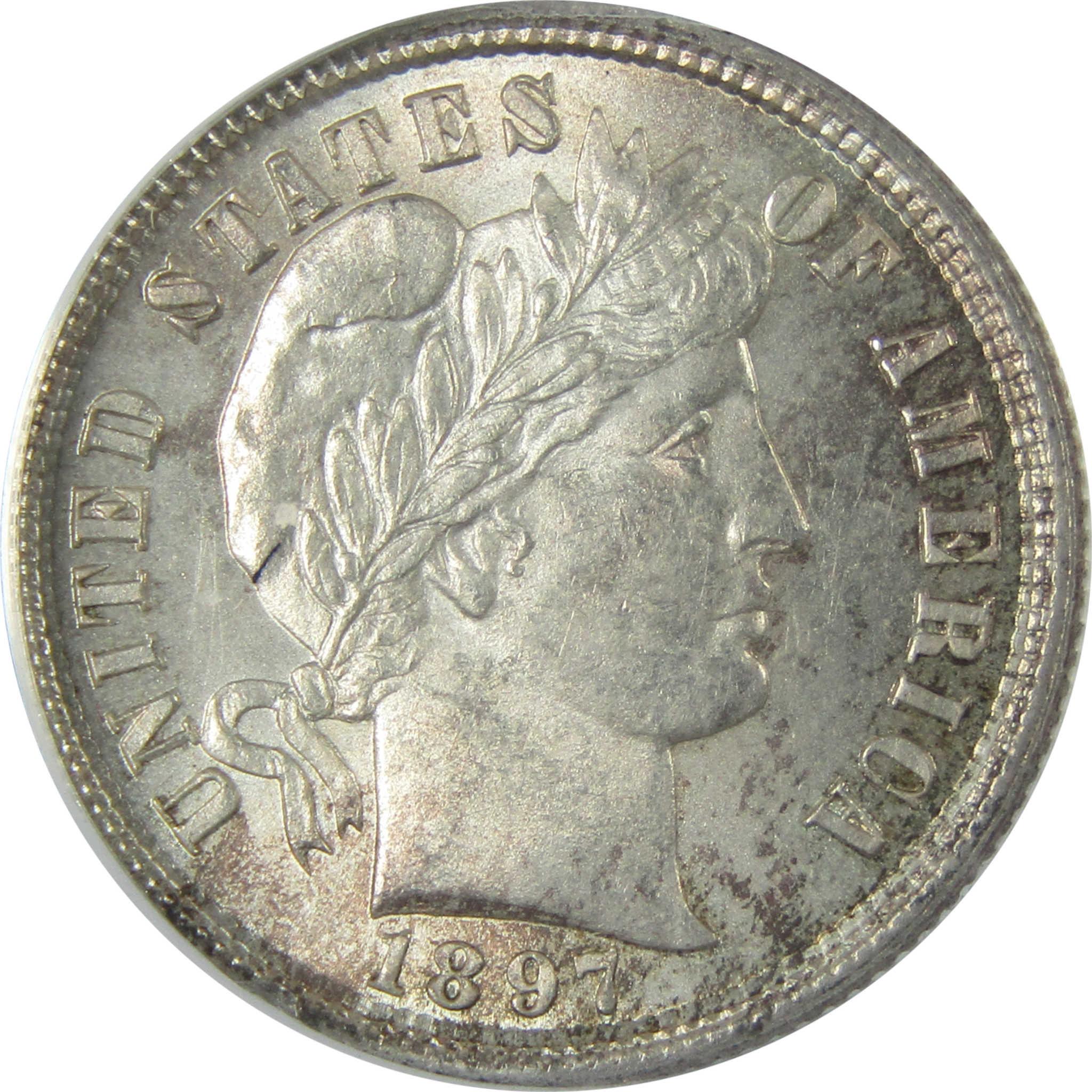 1897 Barber Silver Dime MS 62 ANACS Uncirculated 10c Coin SKU:CP564