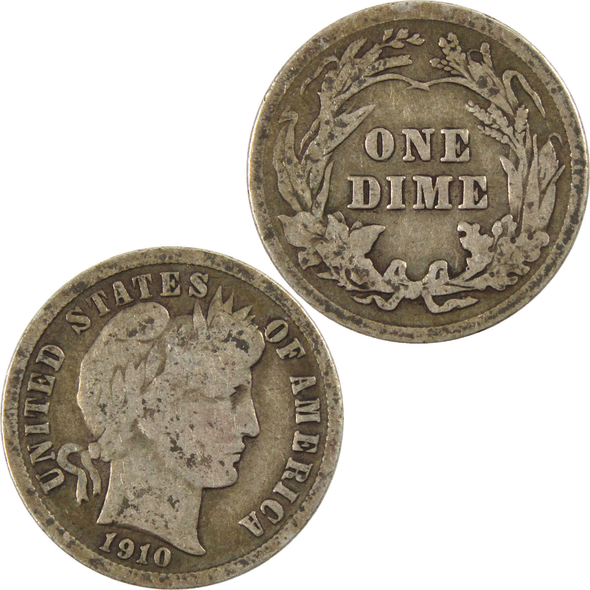 1910 Barber Dime G Good Silver 10c Coin