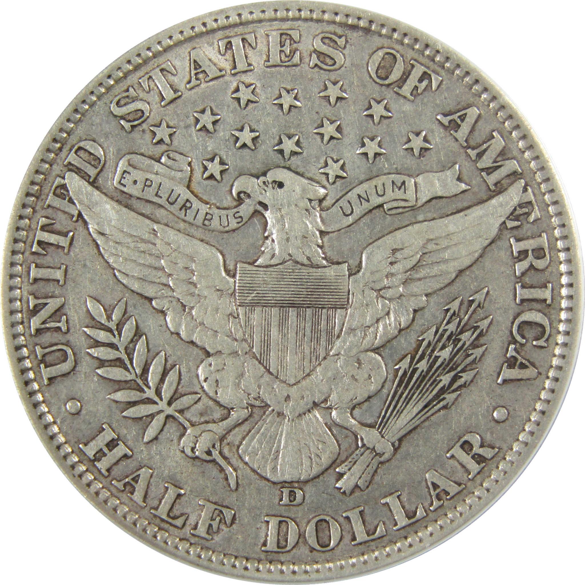 1908 D Barber Silver Half Dollar VF 35 Details ANACS CoinSKU:I28070