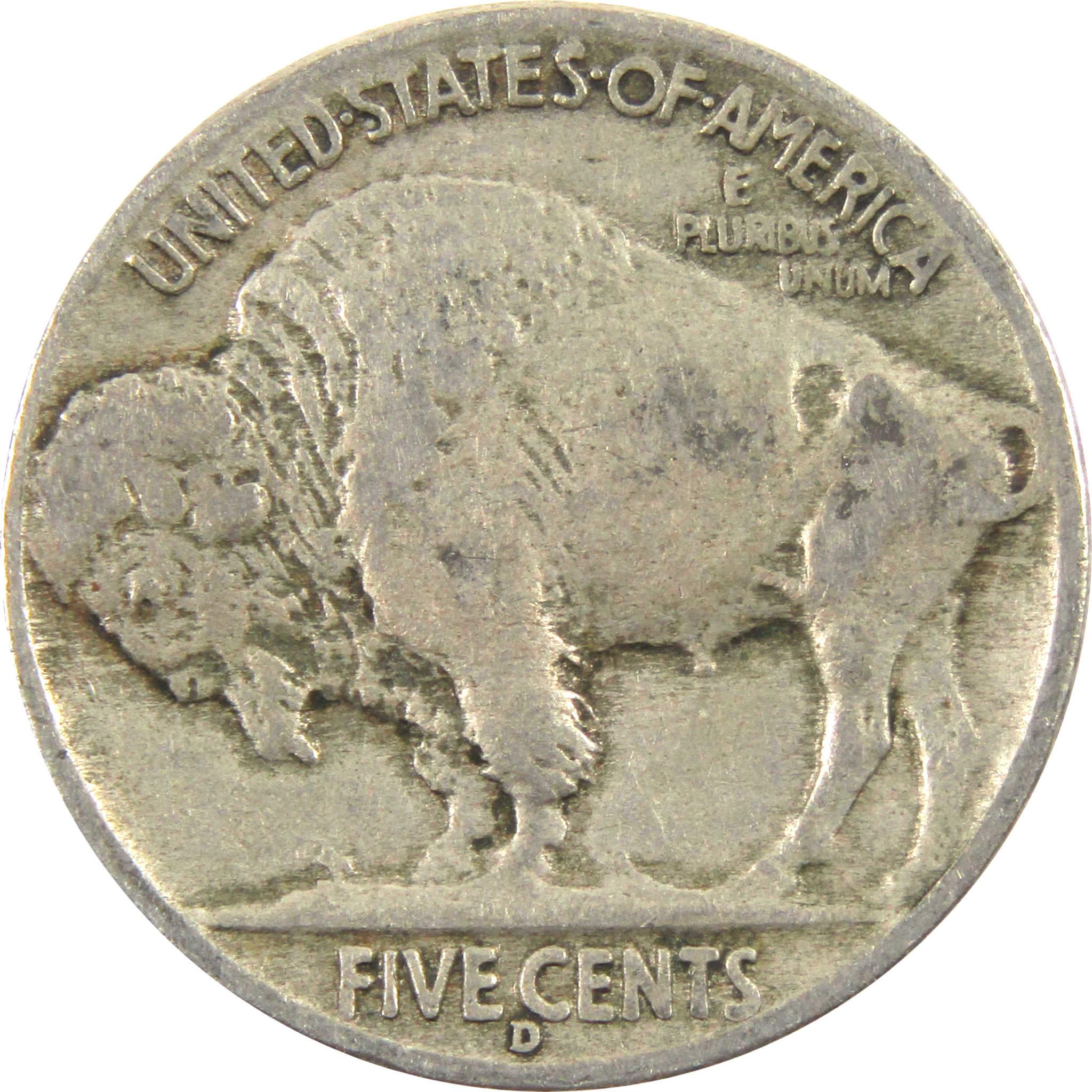 1936 D Indian Head Buffalo Nickel F Fine 5c Coin