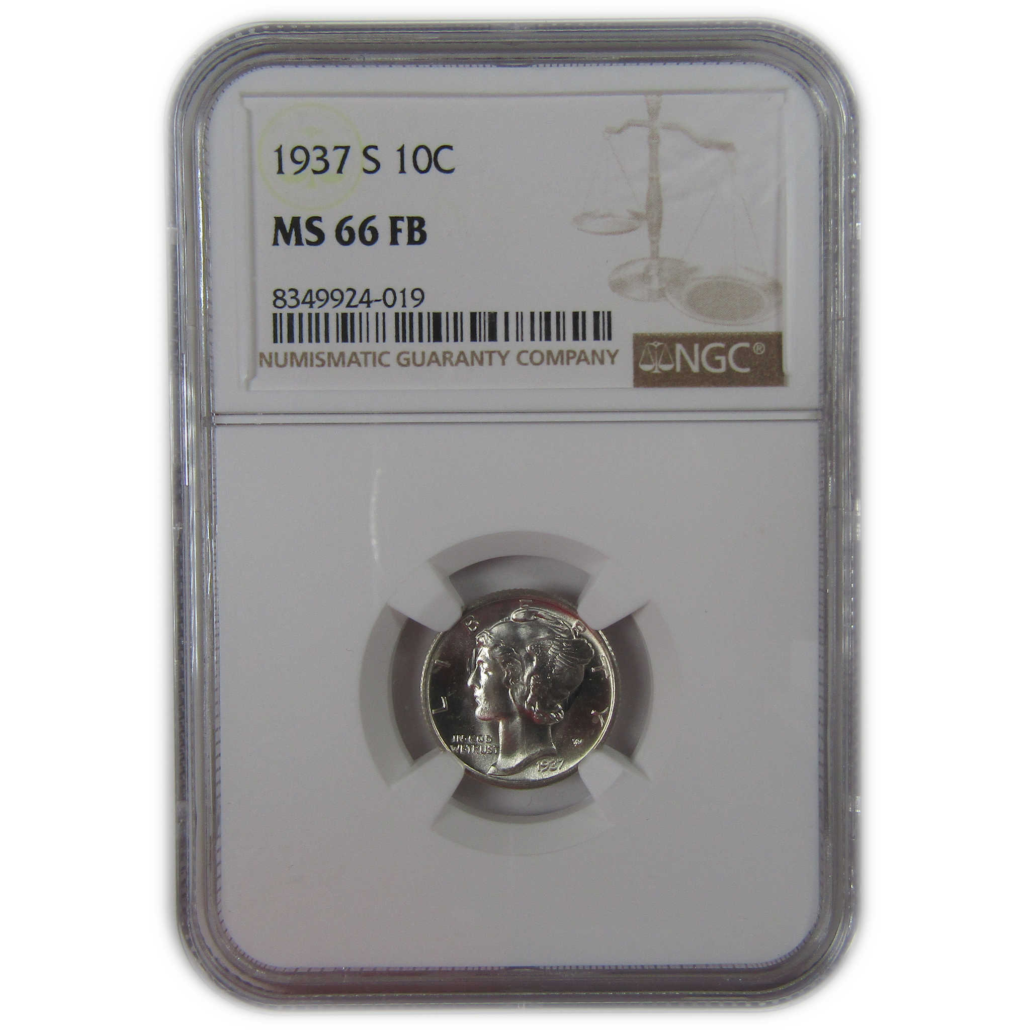 1937 S Mercury Dime MS 66 FB NGC Silver Uncirculated SKU:I23199