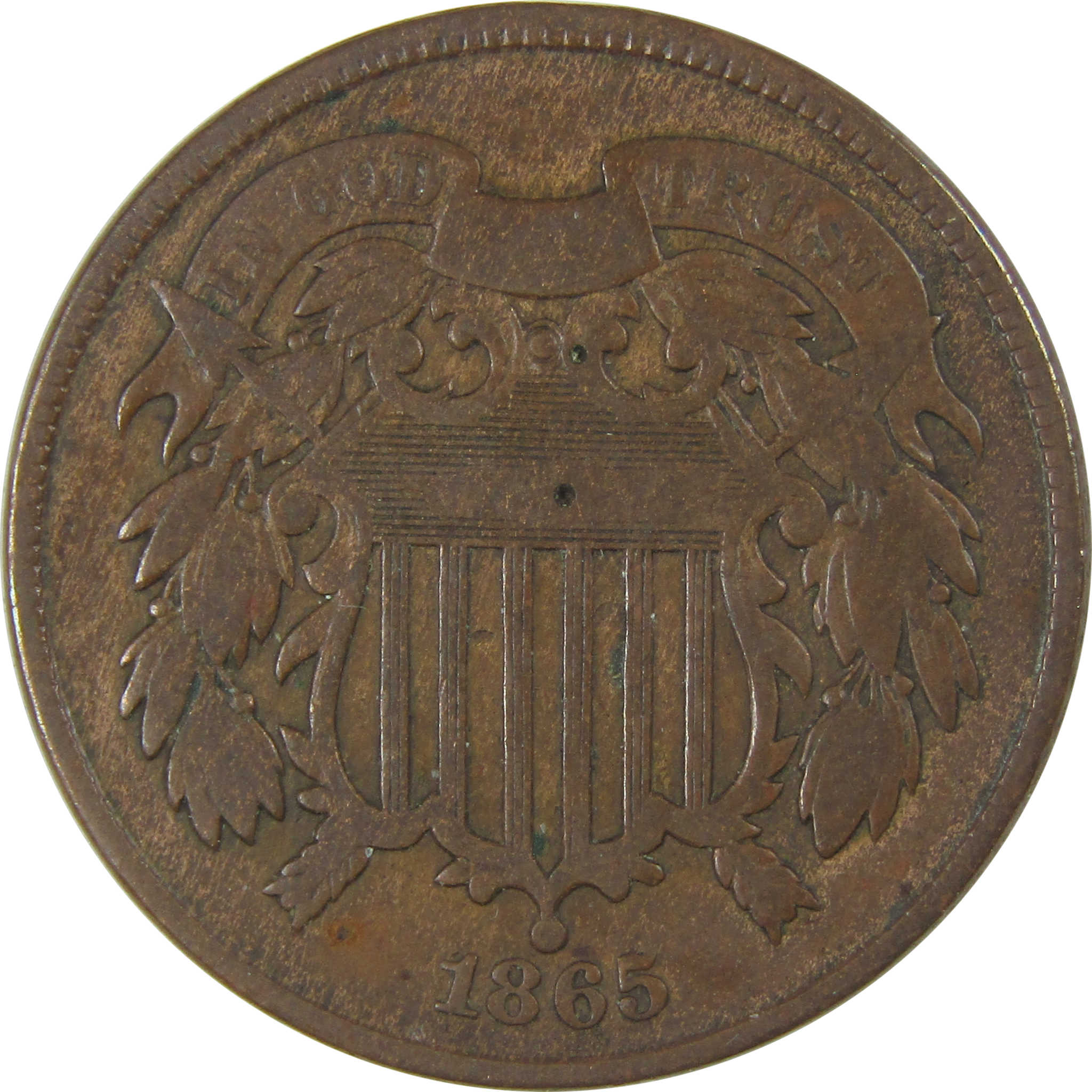 1865 Two Cent Piece VG Very Good 2c Coin SKU:CP37