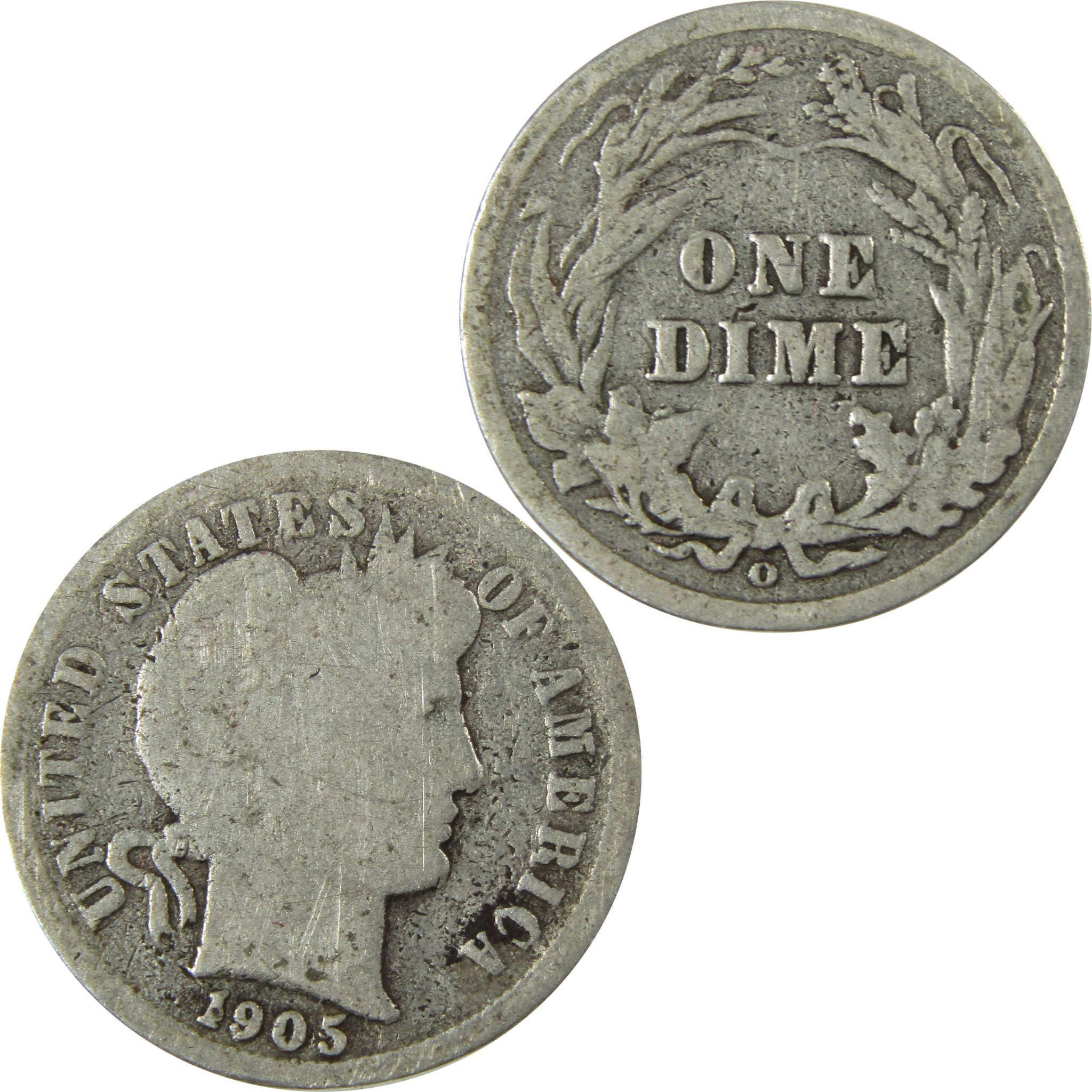 1905 O Micro O Barber Silver Dime G Good Details 10c Coin SKU:I26617