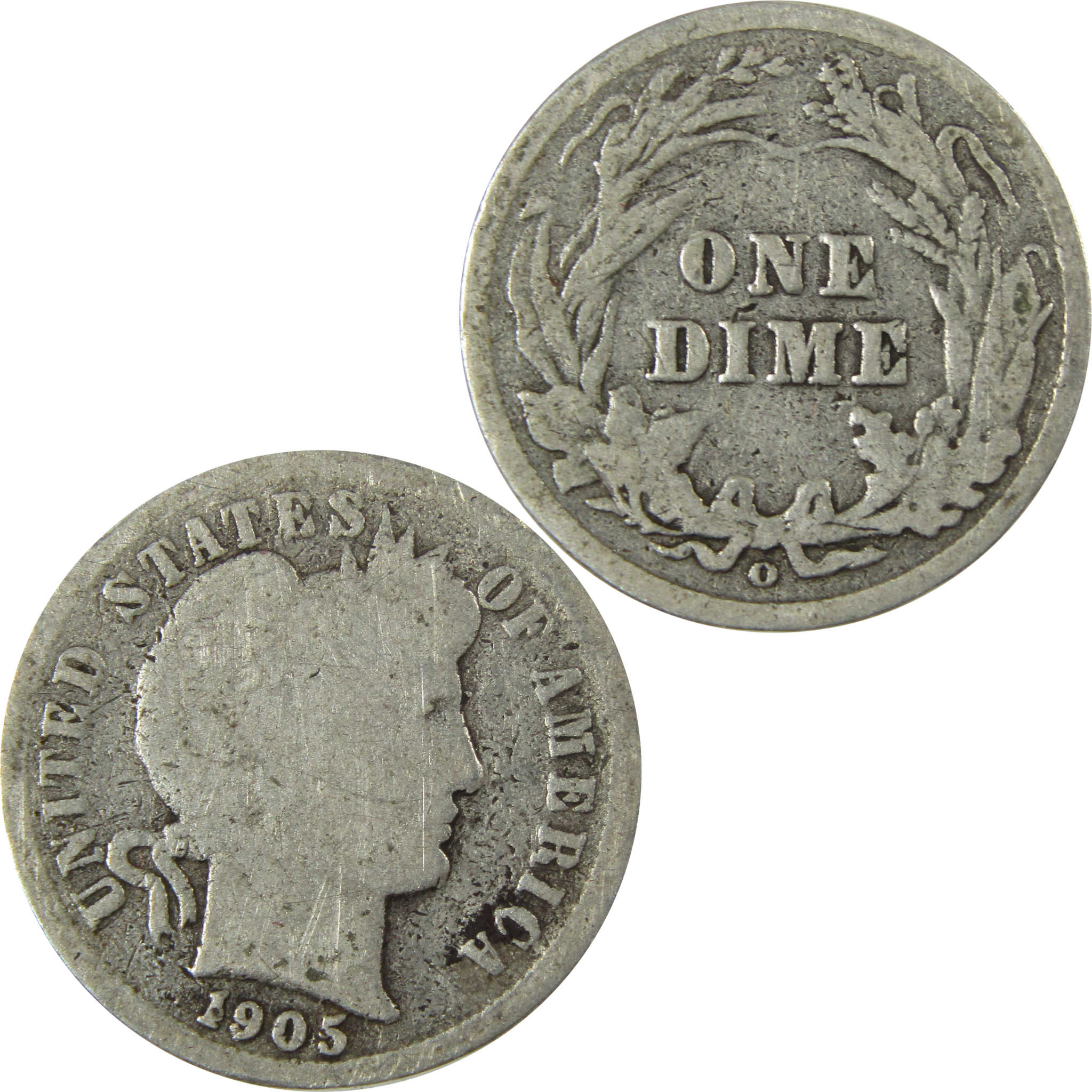 1905 O Micro O Barber Silver Dime G Good Details 10c Coin SKU:I26617