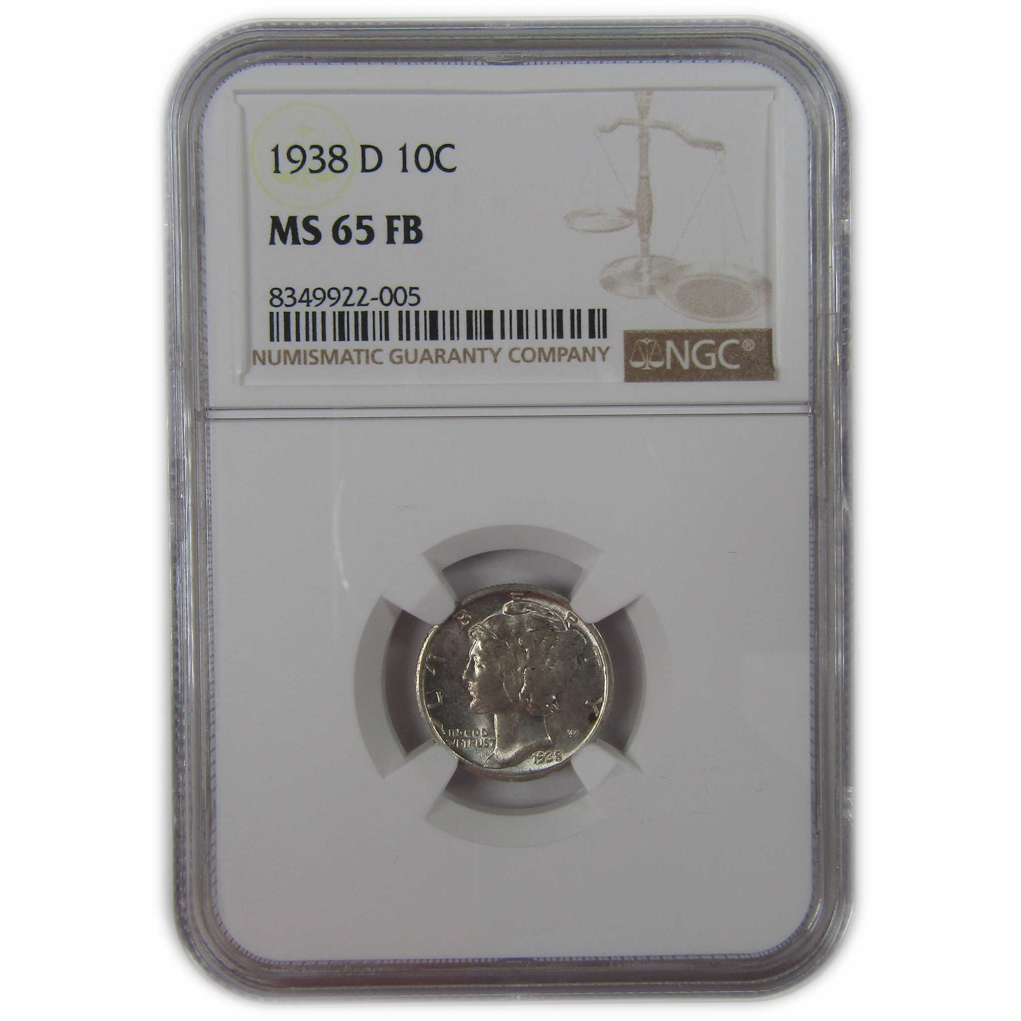 1938 D Mercury Dime MS 65 FB NGC Silver Uncirculated SKU:I23221