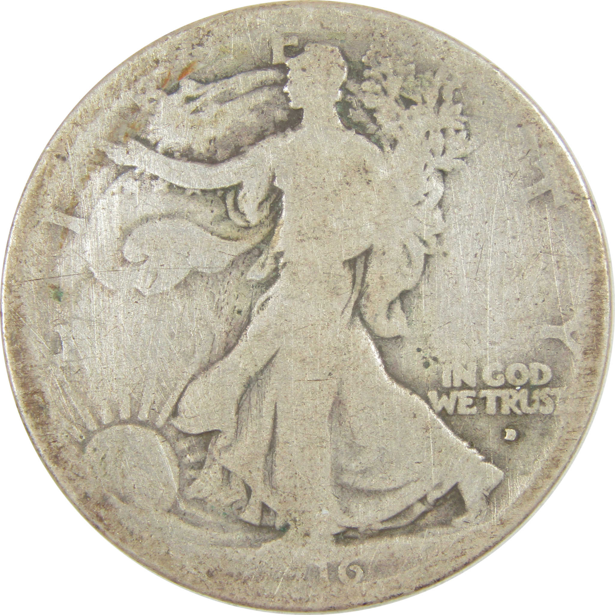 1916 D Liberty Walking Half Dollar G Good Details Silver SKU:I20254