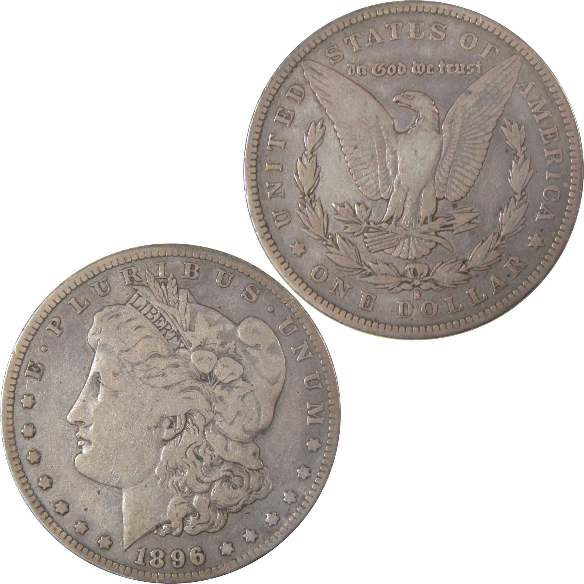 1896 S Morgan Dollar F Fine Silver $1 Coin SKU:I17395 - Morgan coin - Morgan silver dollar - Morgan silver dollar for sale - Profile Coins & Collectibles