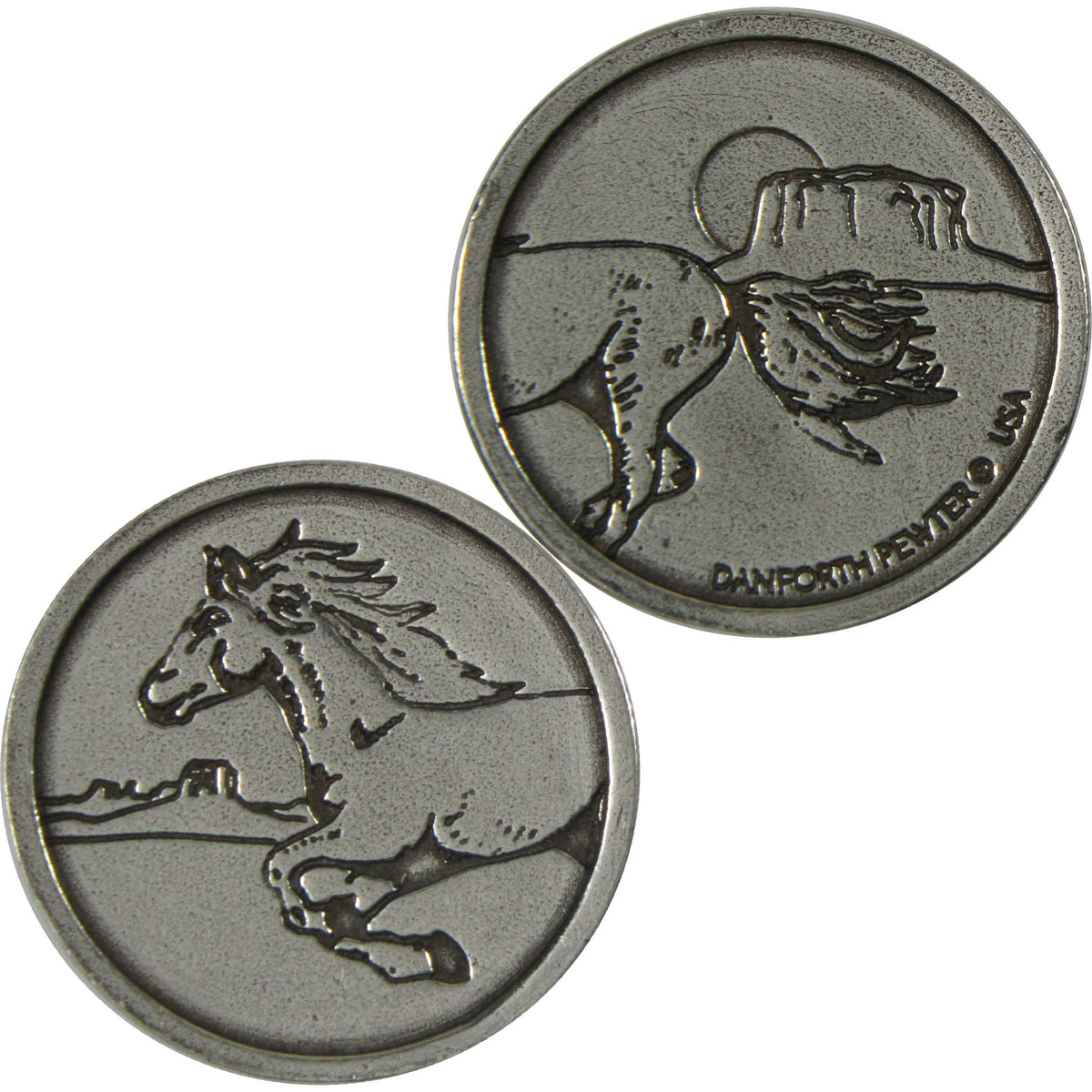 Horse Heads & Tails Pewter Pocket Coin
