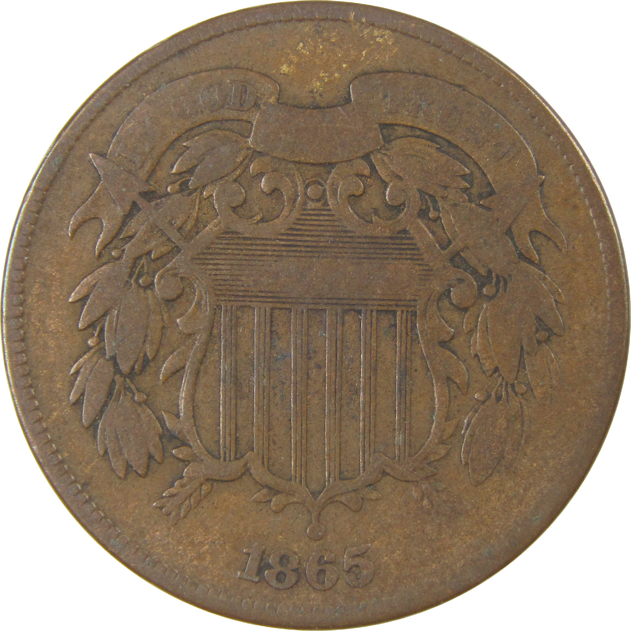 1865 Two Cent Piece VG Very Good 2c Coin