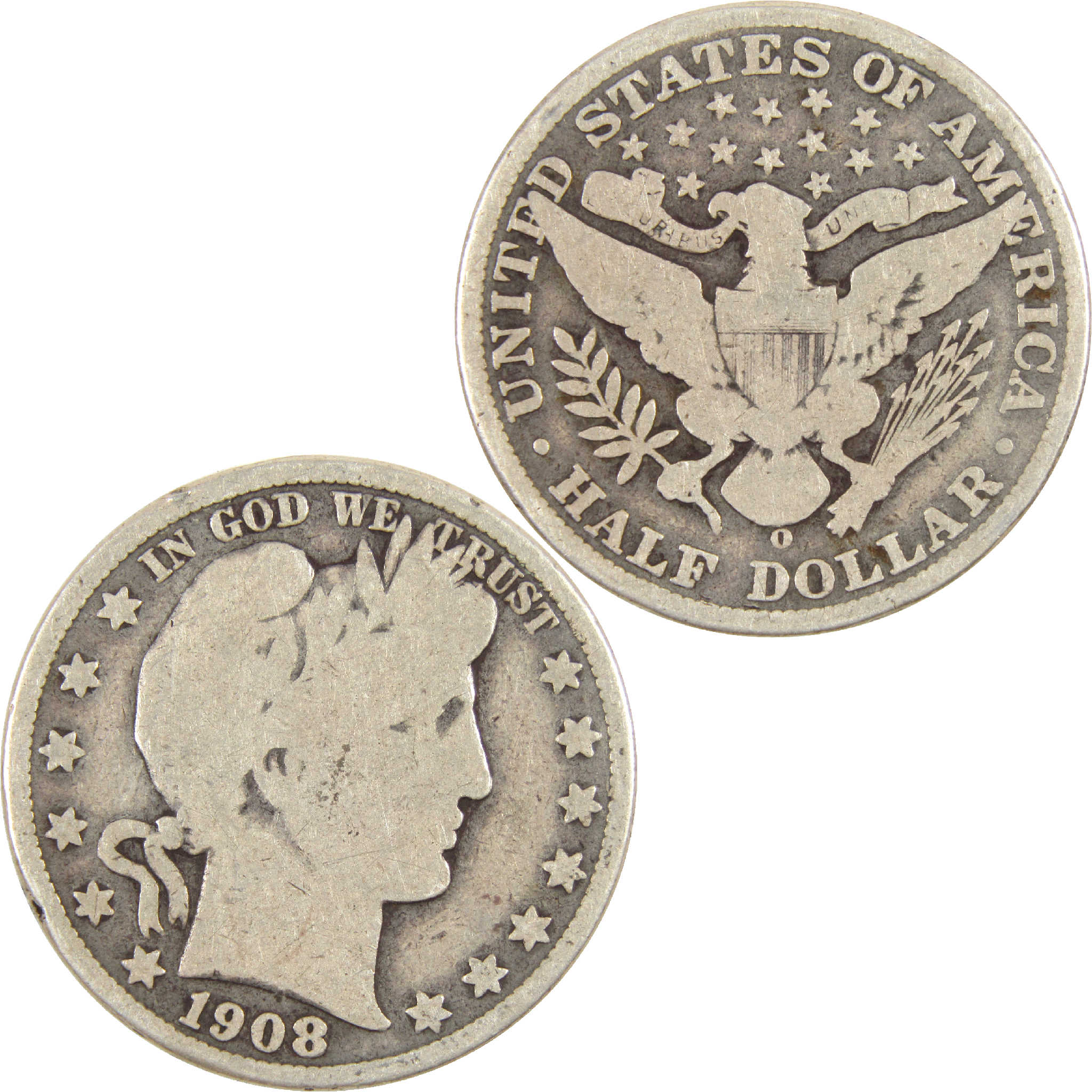 1908 O Barber Half Dollar G Good Silver 50c Coin