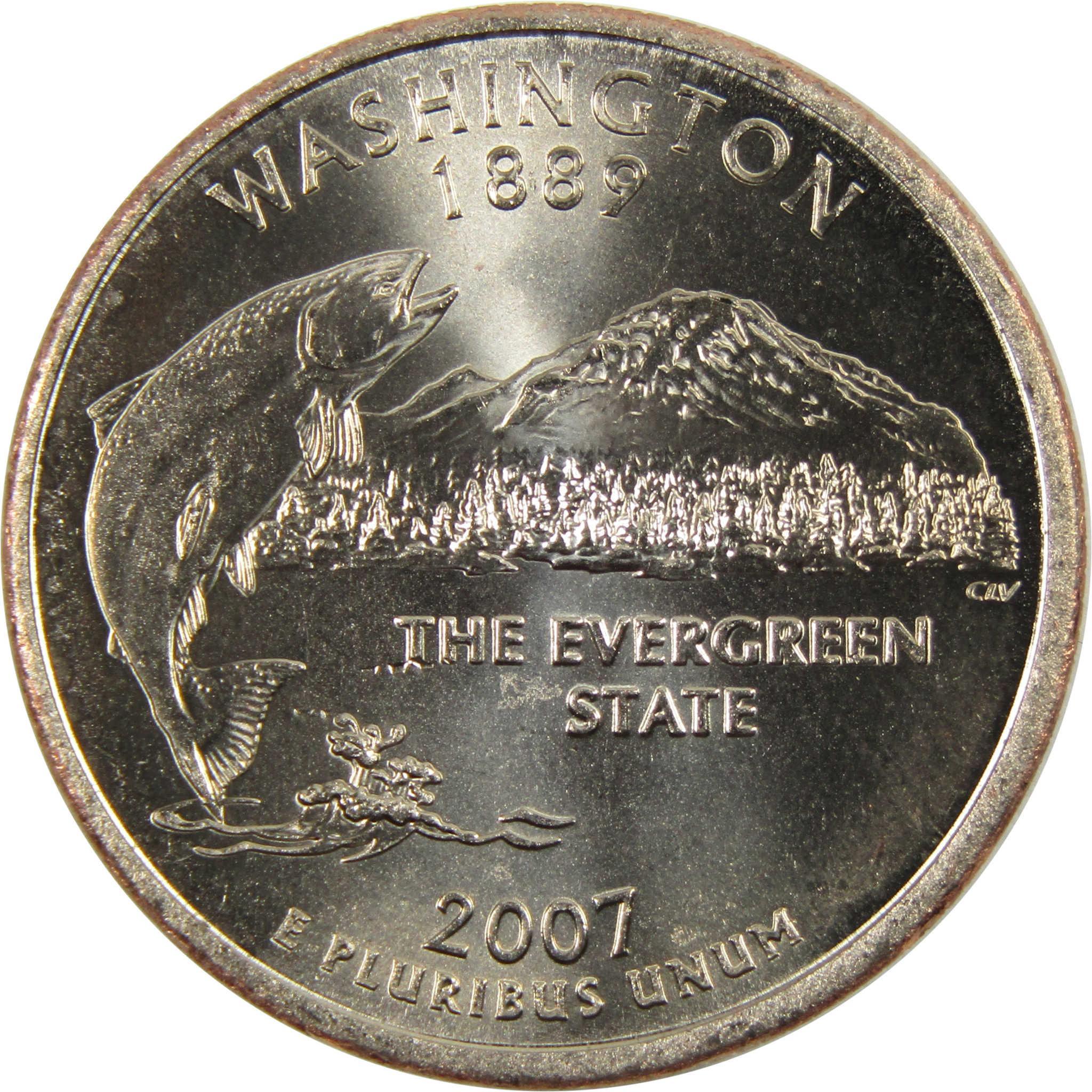 2007 P Washington State Quarter BU Uncirculated Clad 25c Coin