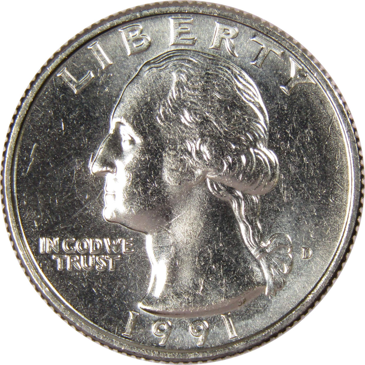 1991 D Washington Quarter Clad Uncirculated Mint State 25c Coin