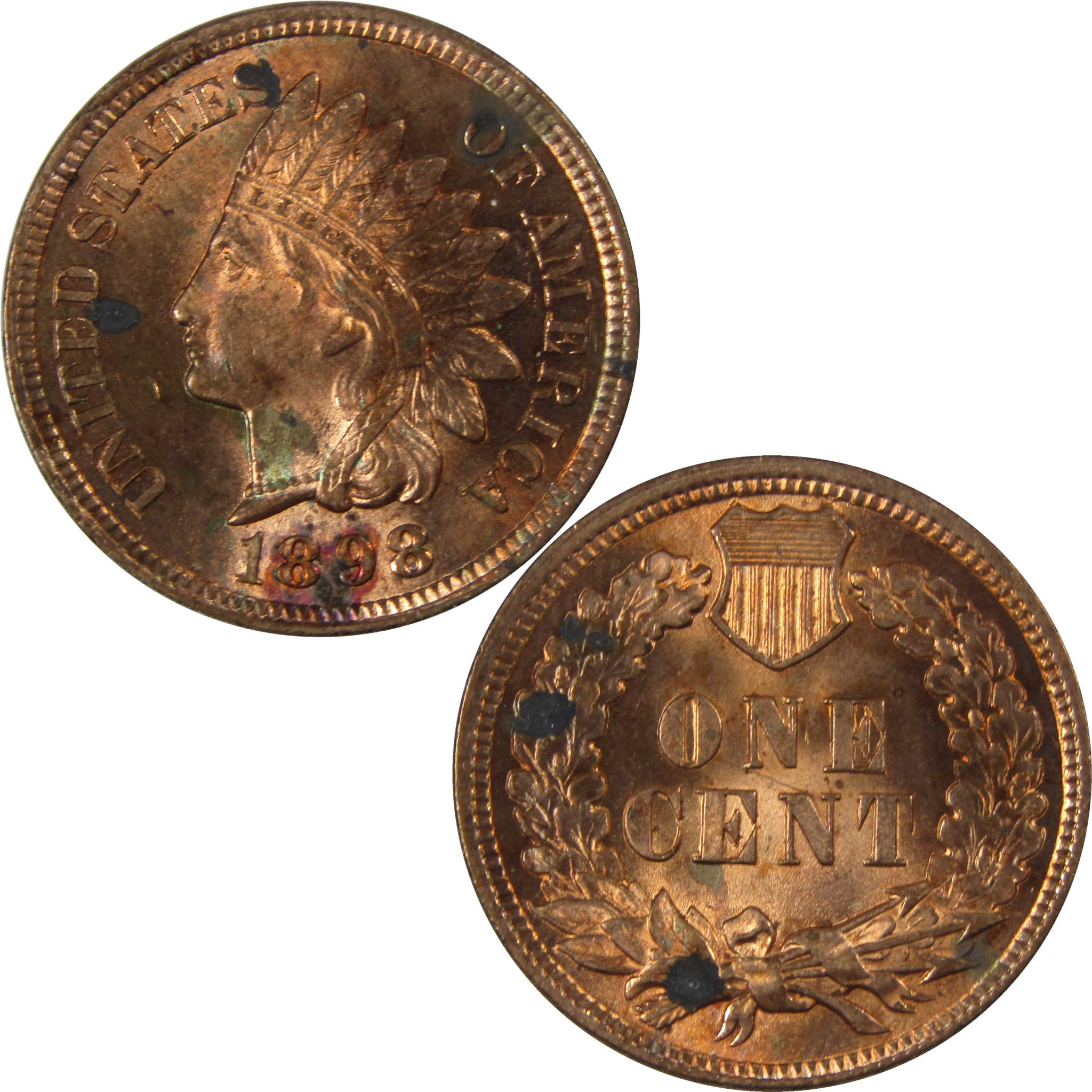 1898 Indian Head Cent AU About Uncirculated Details Penny SKU:I26951