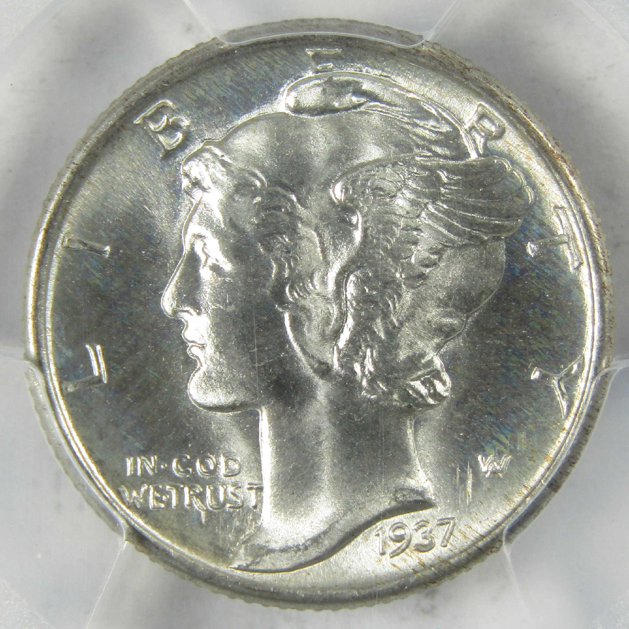 1937 Mercury Silver Dime MS 66 PCGS Uncirculated 10c Coin Collectible
