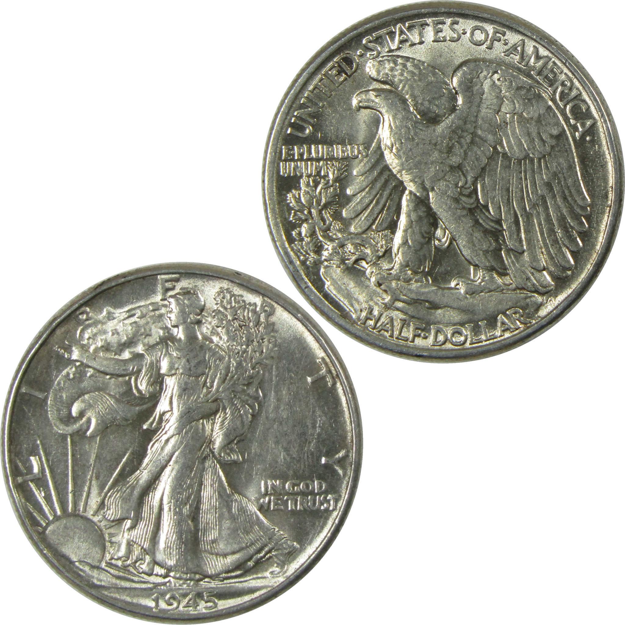 1945 Liberty Walking Silver 50cAU About Uncirculated SKU:CP537