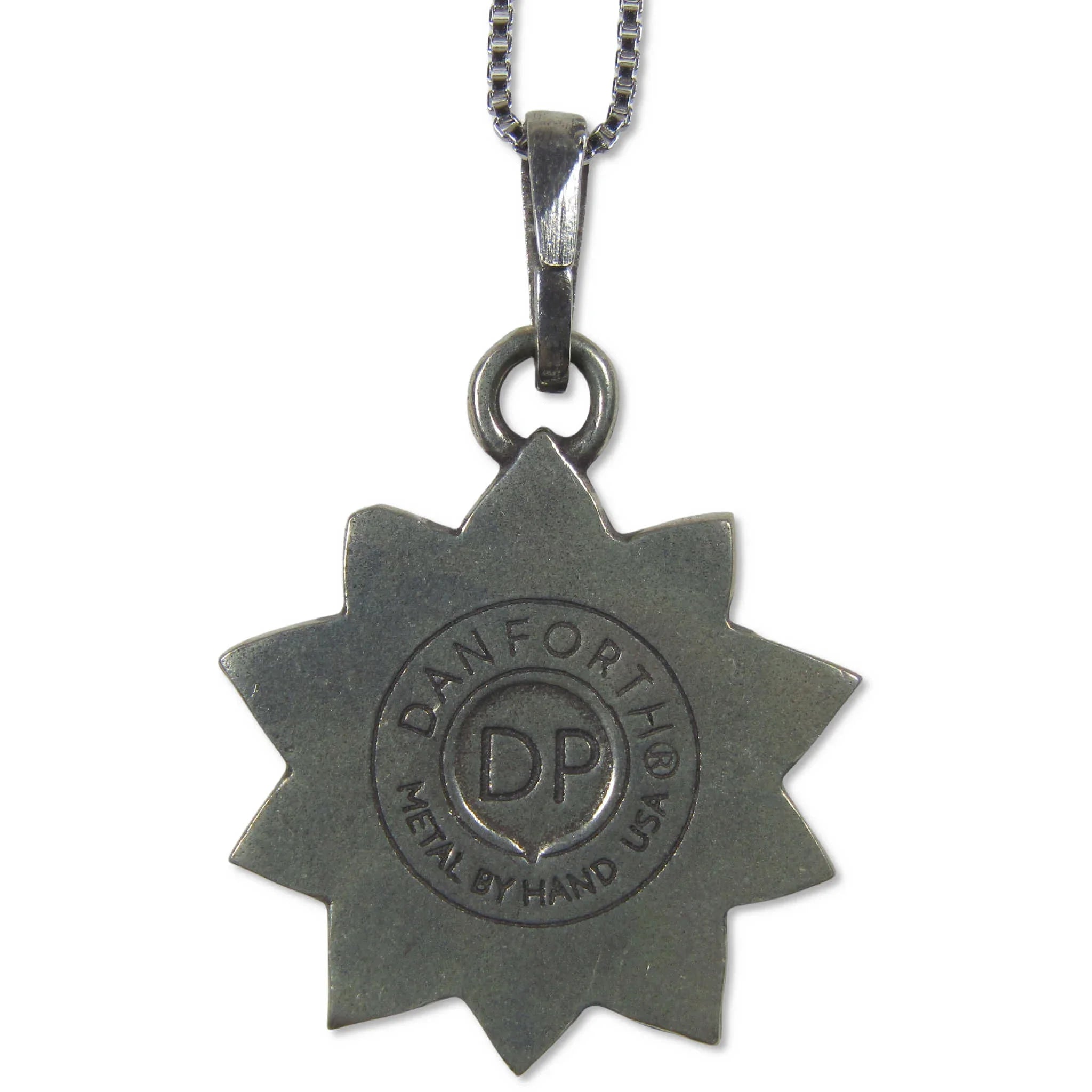 Poinsettia Starburst Pewter Necklace with Sterling Silver Chain