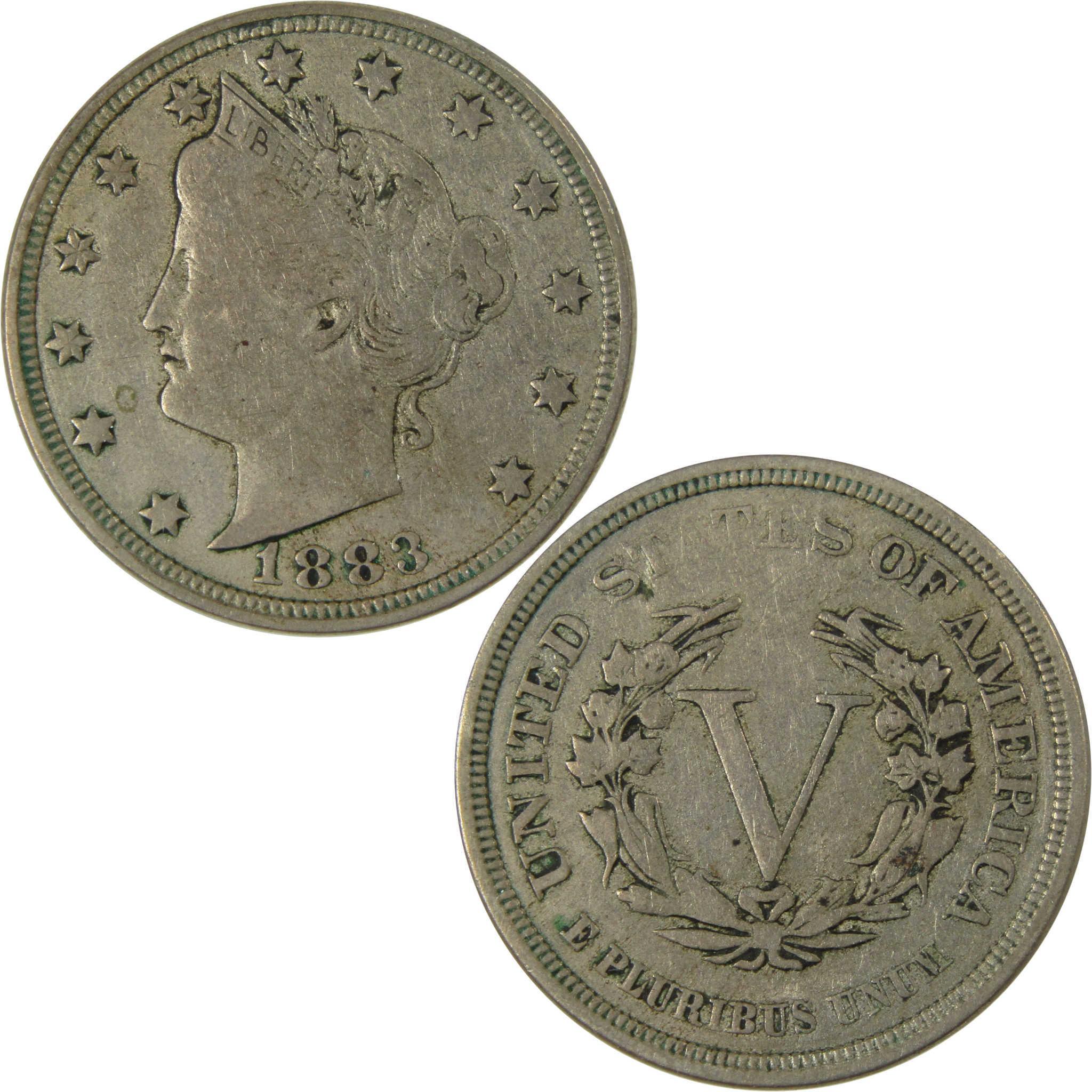 1883 No Cents Liberty Head V Nickel VF Very Fine 5c Coin SKU:I26529