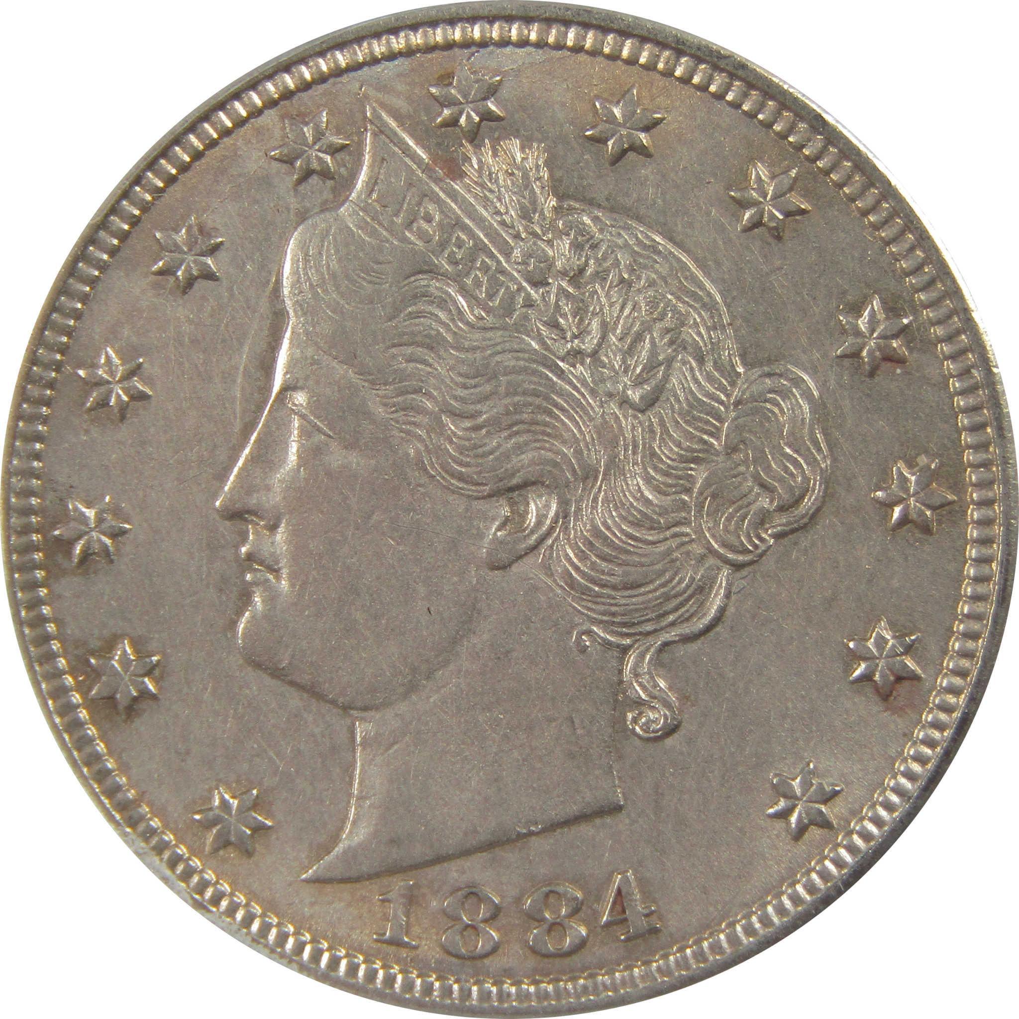 1884 Liberty Head V Nickel AU 55 Details ANACS 5c Coin SKU:I22318