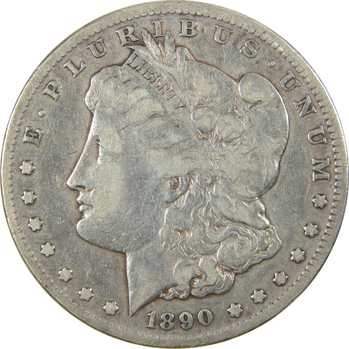 1890 CC Morgan Silver Dollar F Fine Details $1 Coin SKU:CP1756