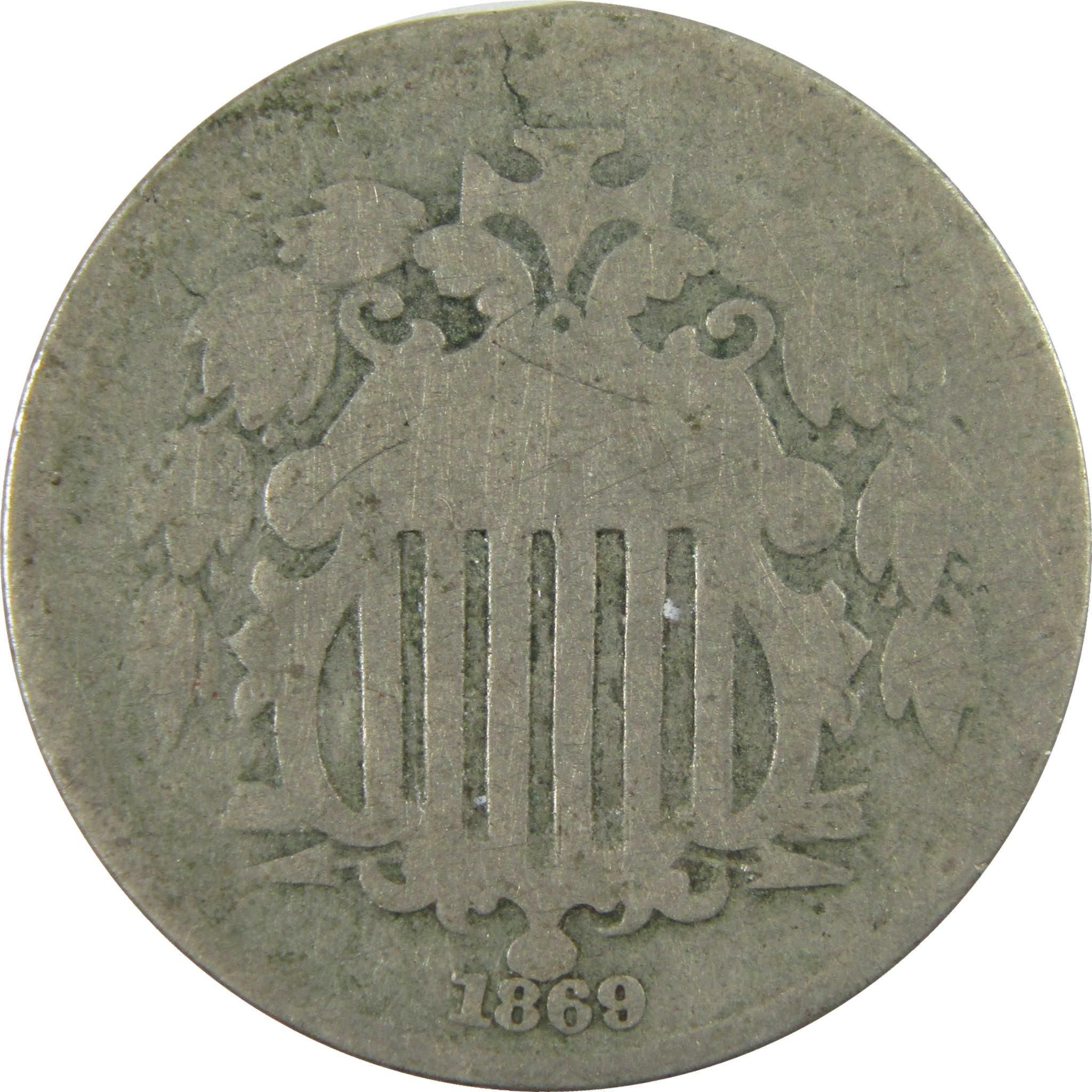 1869 Shield Nickel AG About Good 5c Coin SKU:I28220