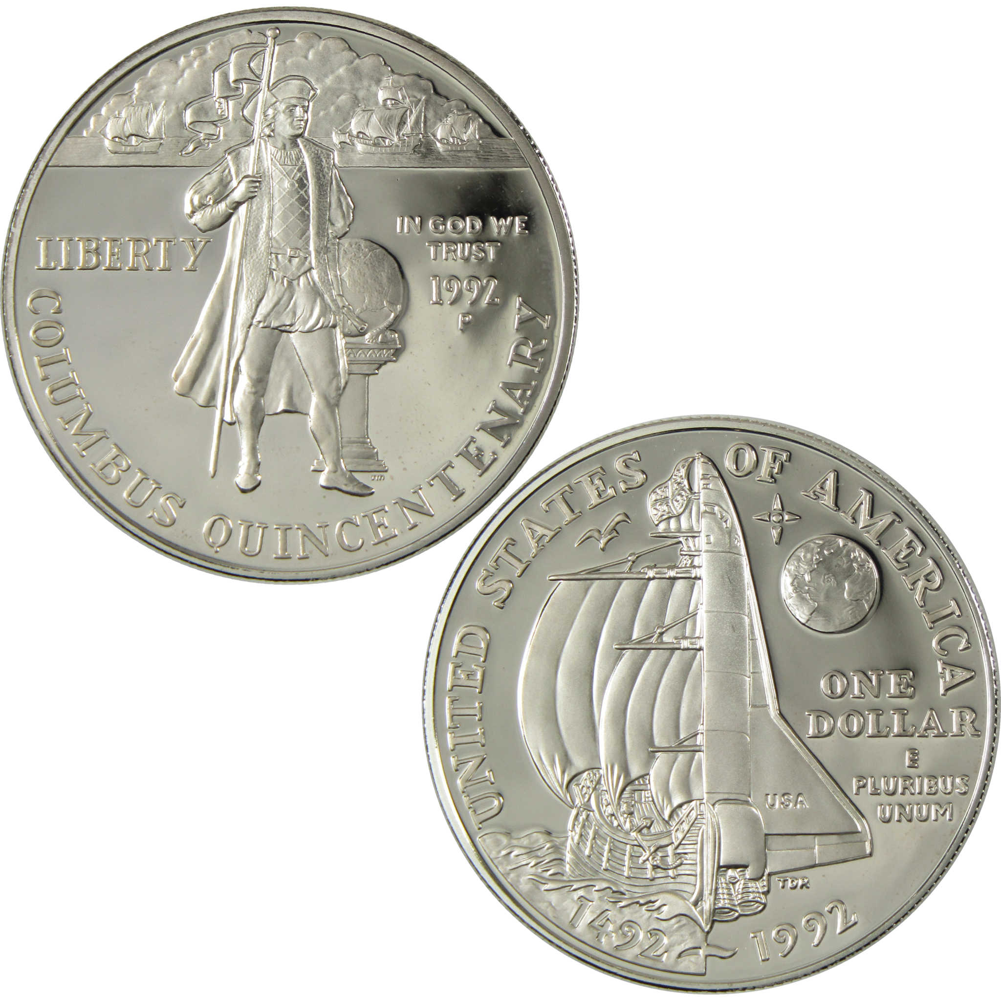 1992 P Christopher Columbus Commemorative Silver Dollar Proof $1 Coin