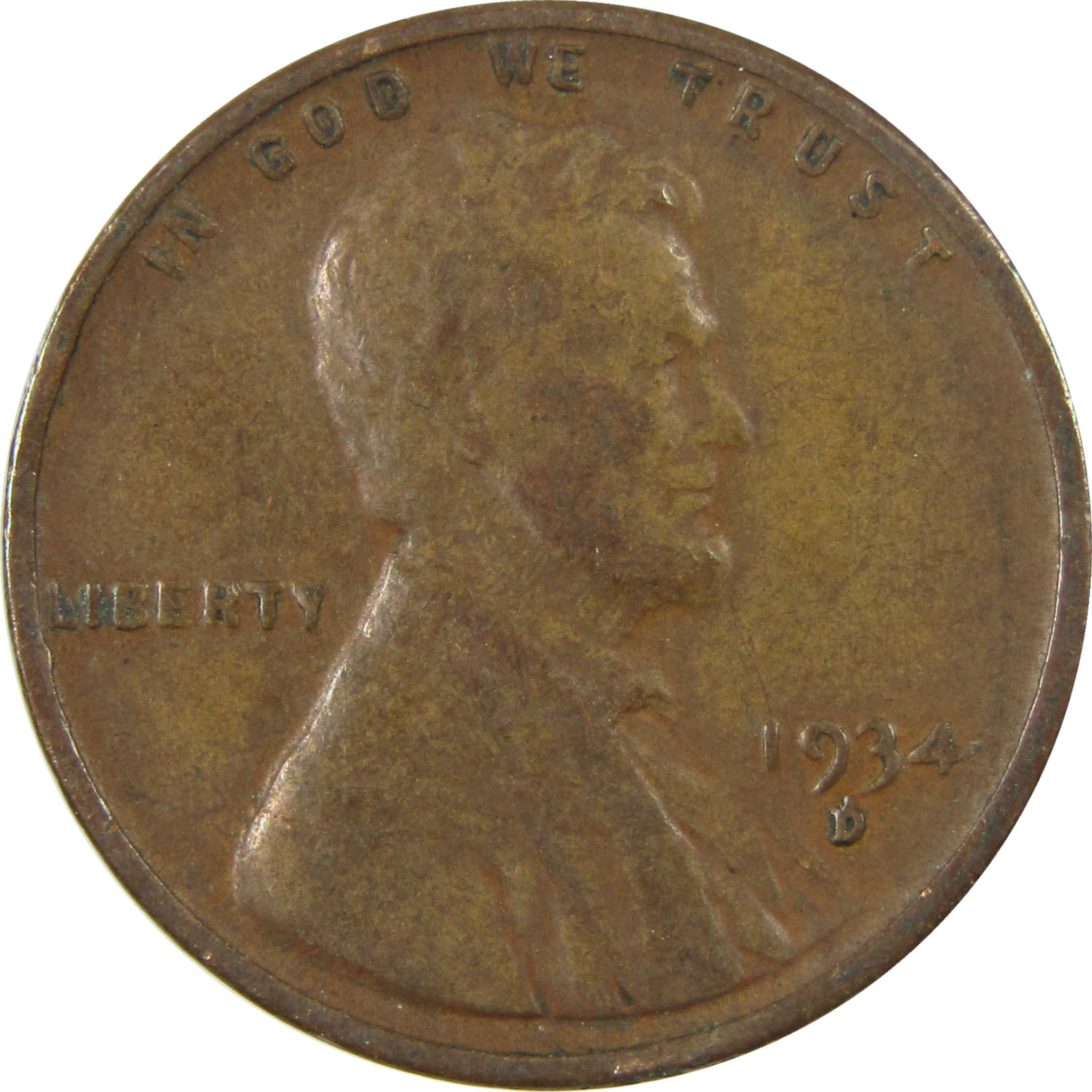 1934 D Lincoln Wheat Cent F Fine Penny 1c Coin Collectible SKU:I26793