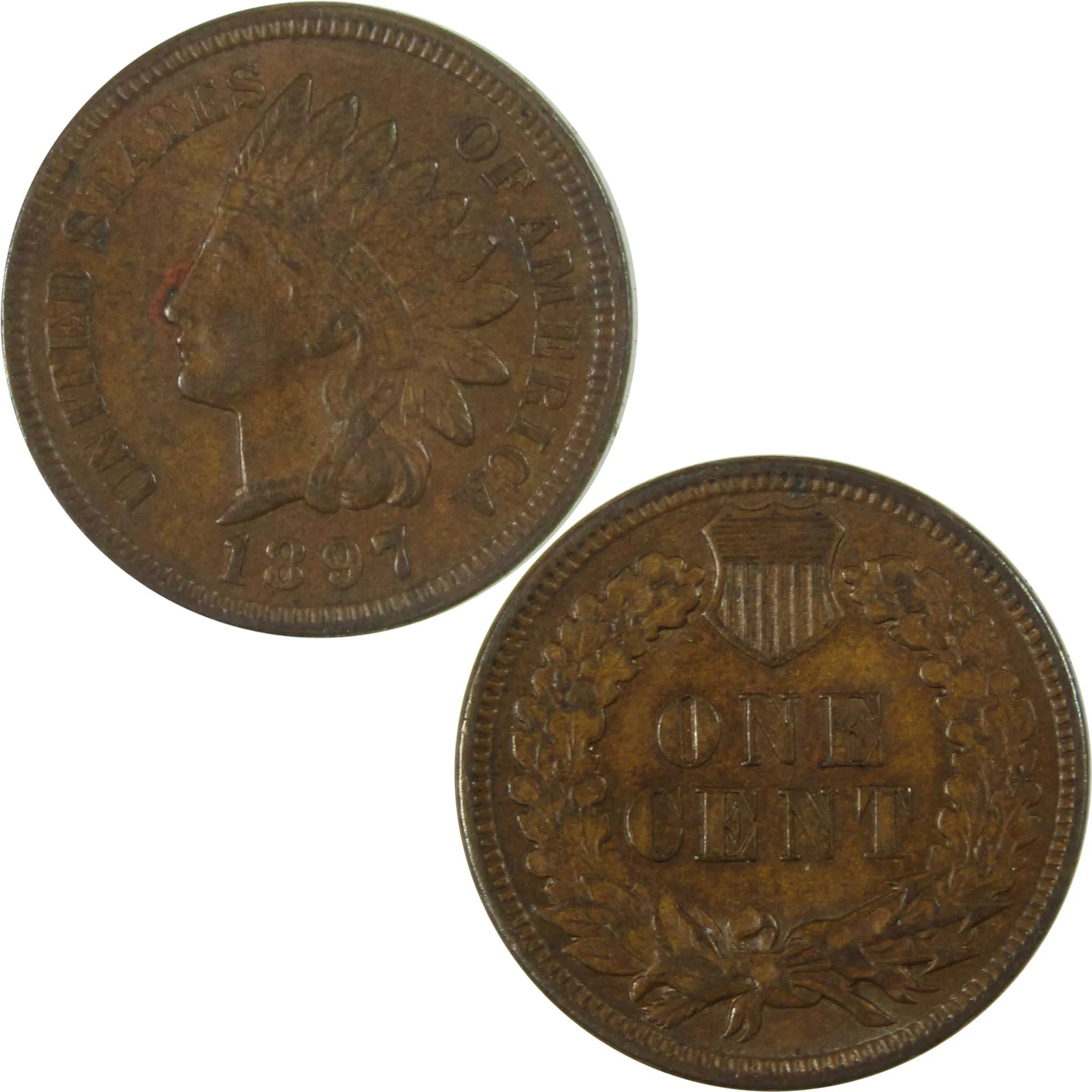 1897 Indian Head Cent AU About Uncirculated Penny 1c Coin SKU:I27450