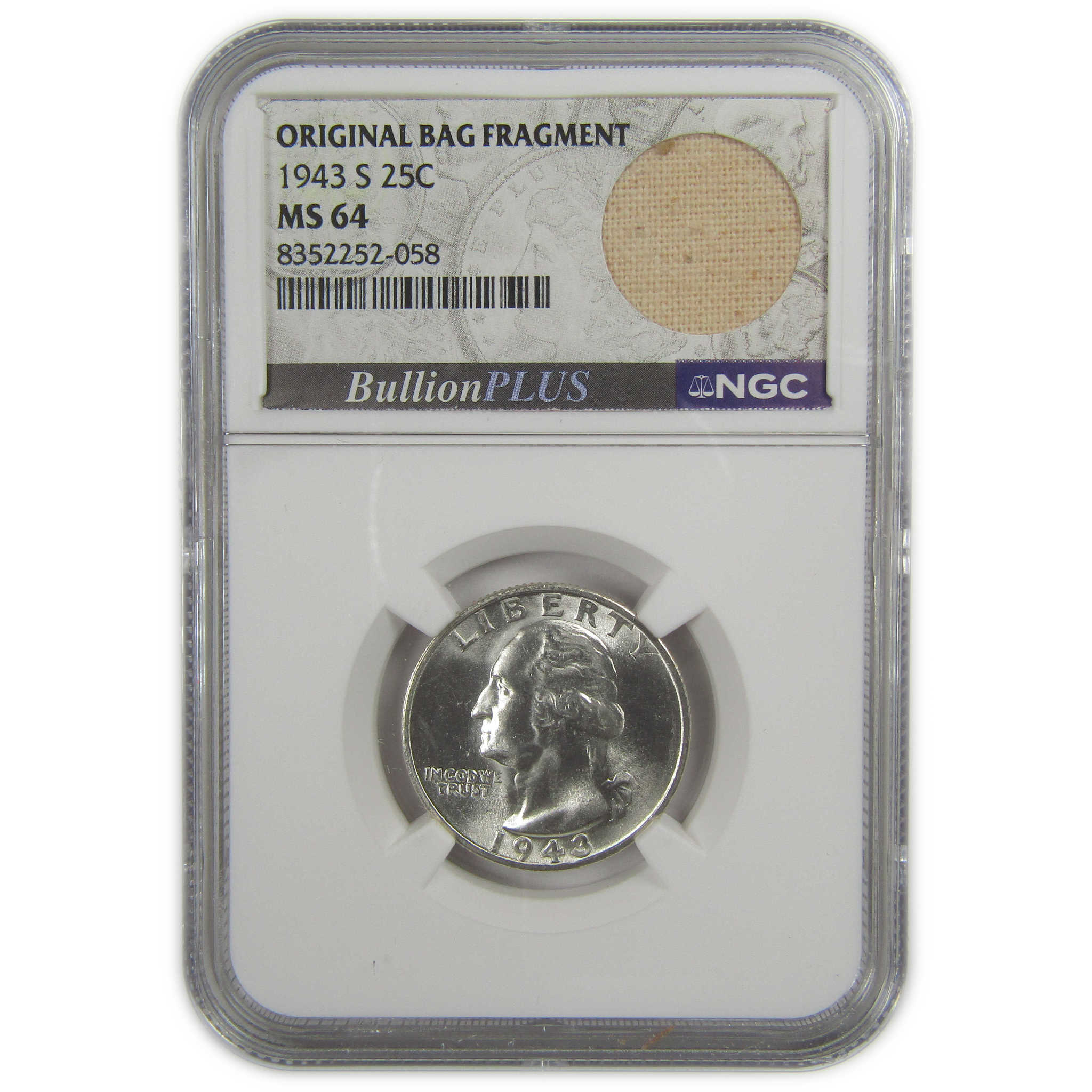 1943 S Washington Quarter MS 64 NGC Silver Bag Fragment SKU:I20618