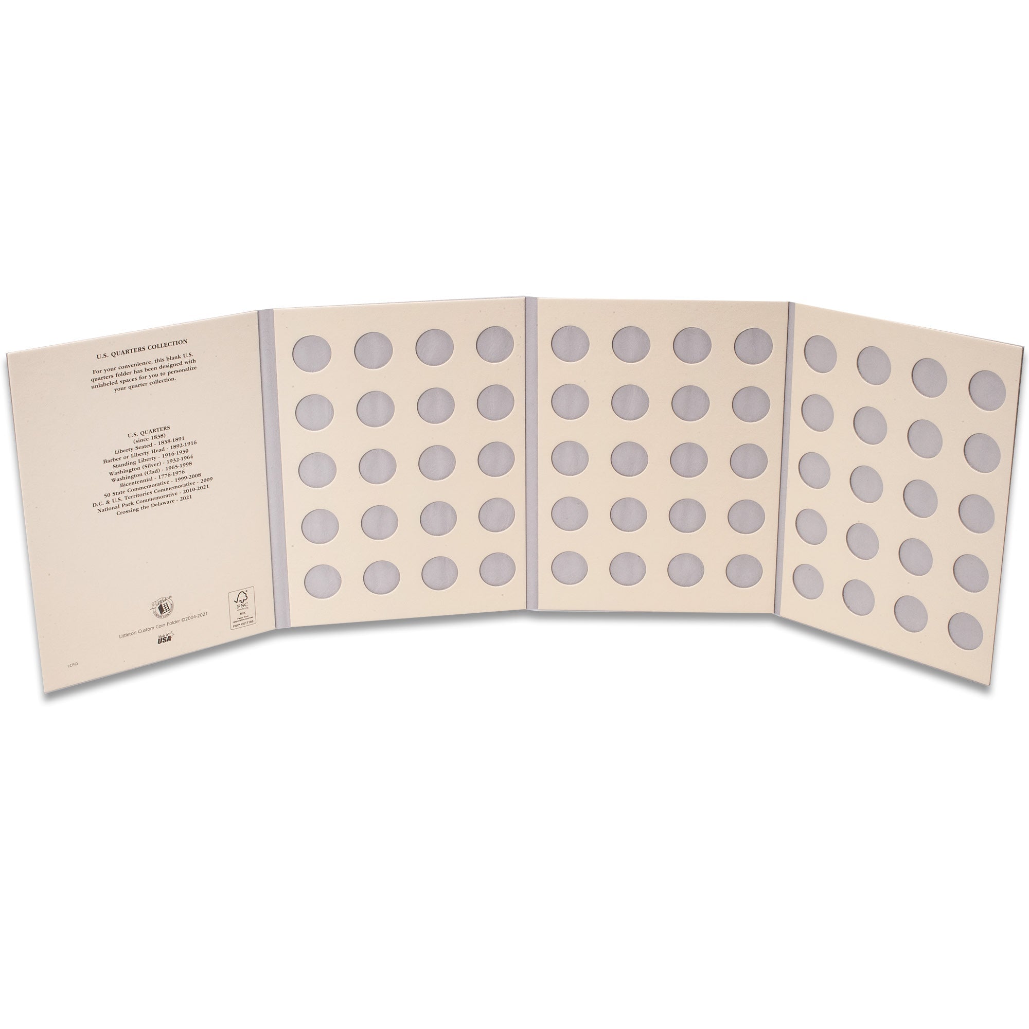 Blank U.S Quarter Folder Littleton Coin Company