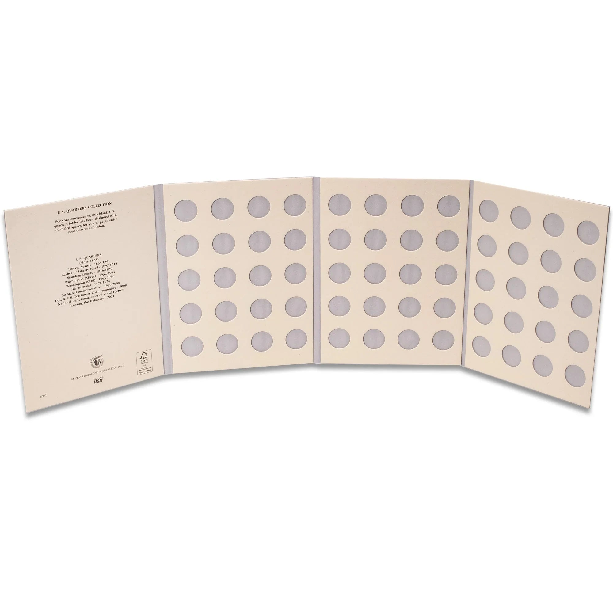 Blank U.S Quarter Folder Littleton Coin Company