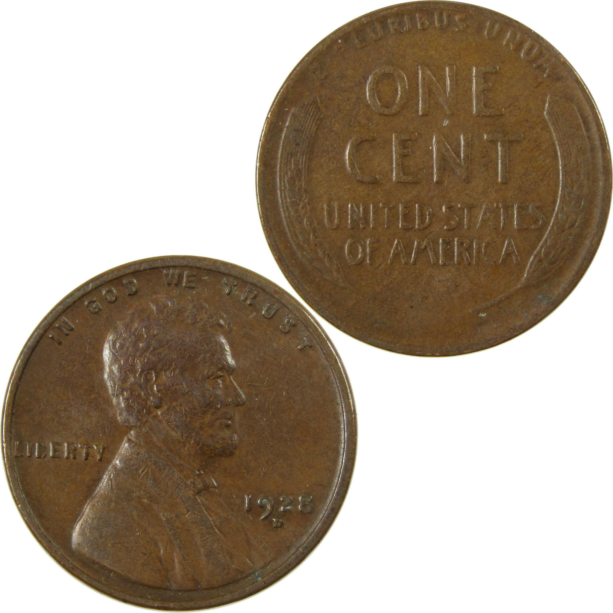 1928 D Lincoln Wheat Cent VF Very Fine Penny 1c Coin SKU:I27588