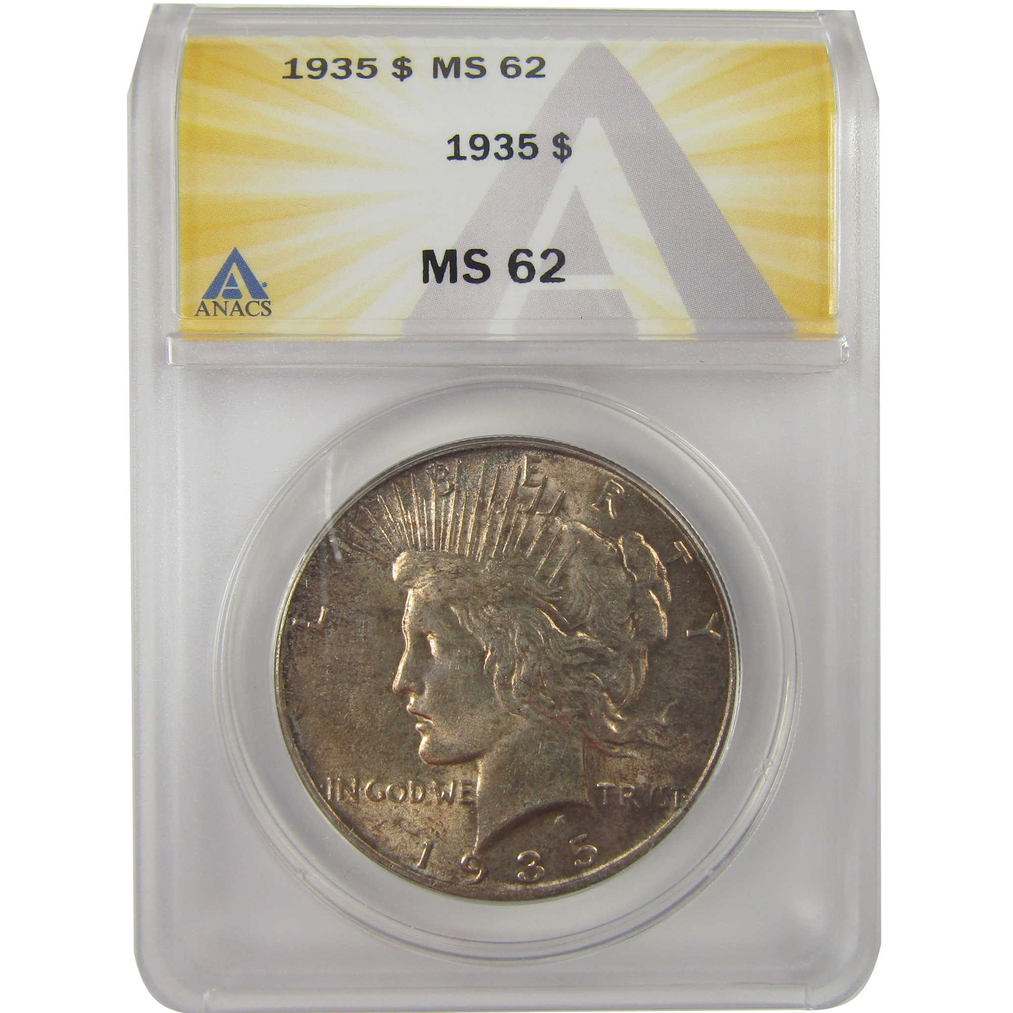 1935 Peace Dollar MS 62 ANACS Silver Uncirculated $1 Coin SKU:I20907