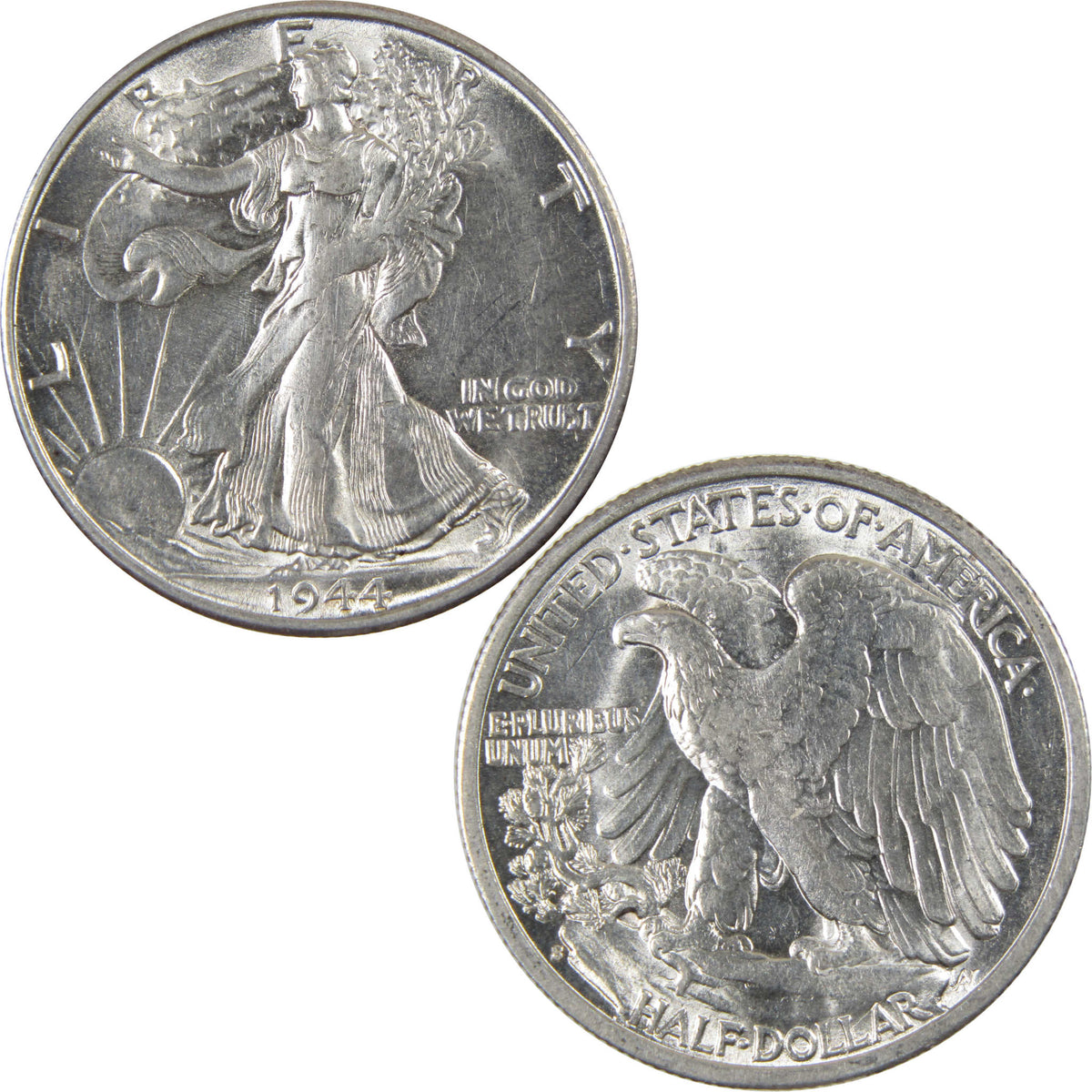 1944 S Liberty Walking Silver 50c Borderline Uncirculated SKU:I28687
