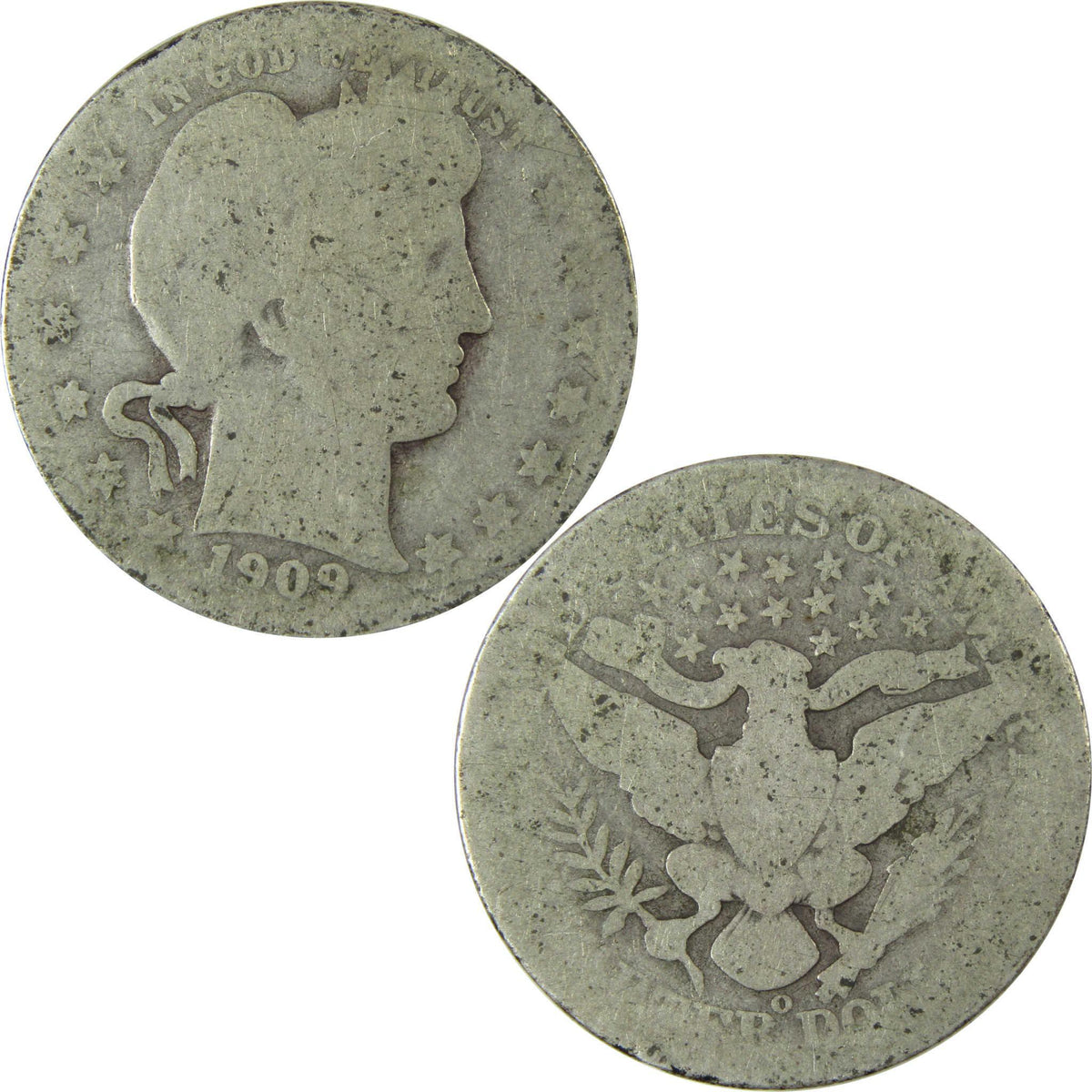 1909 O Barber Silver Quarter AG About Good 25c Coin SKU:CP884