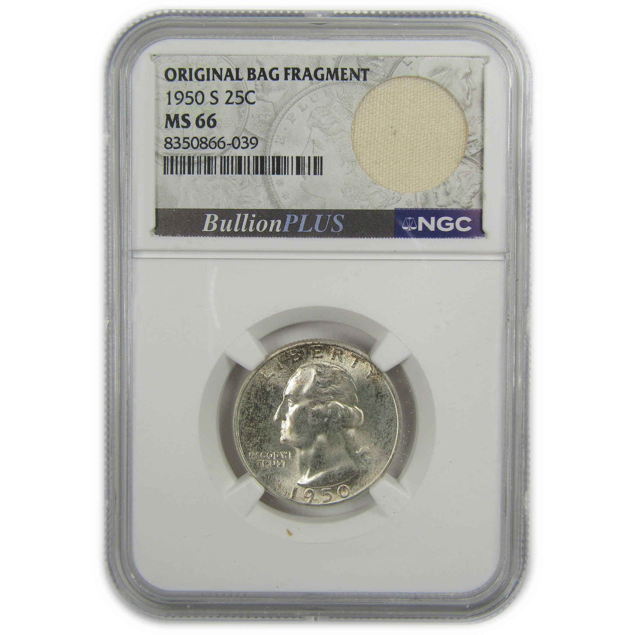 1950 S Washington Quarter MS 66 NGC Silver Bag Fragment SKU:I20516