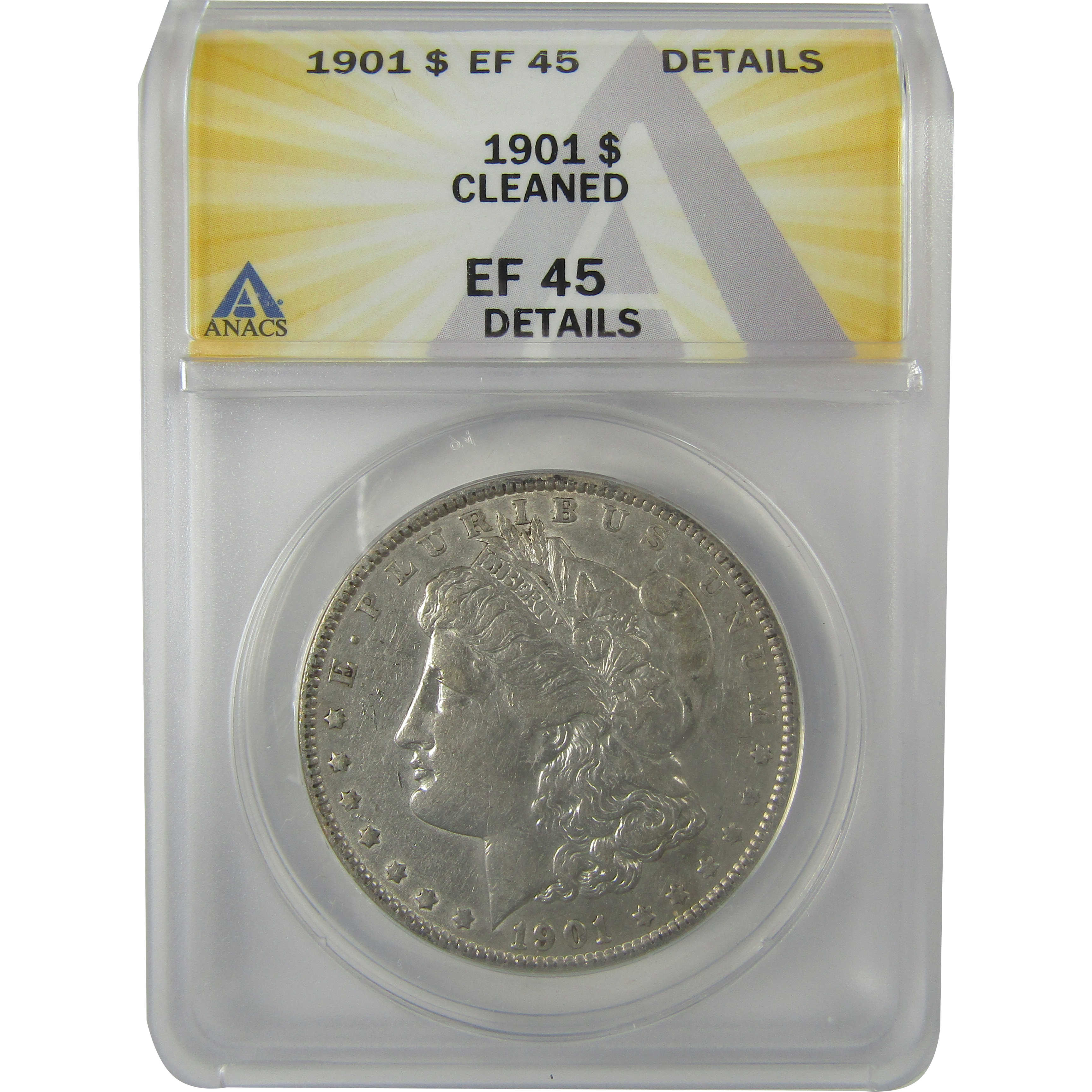 1901 Morgan Dollar EF 45 Details ANACS Silver $1 Coin SKU:I21259 - Morgan coin - Morgan silver dollar - Morgan silver dollar for sale - Profile Coins & Collectibles
