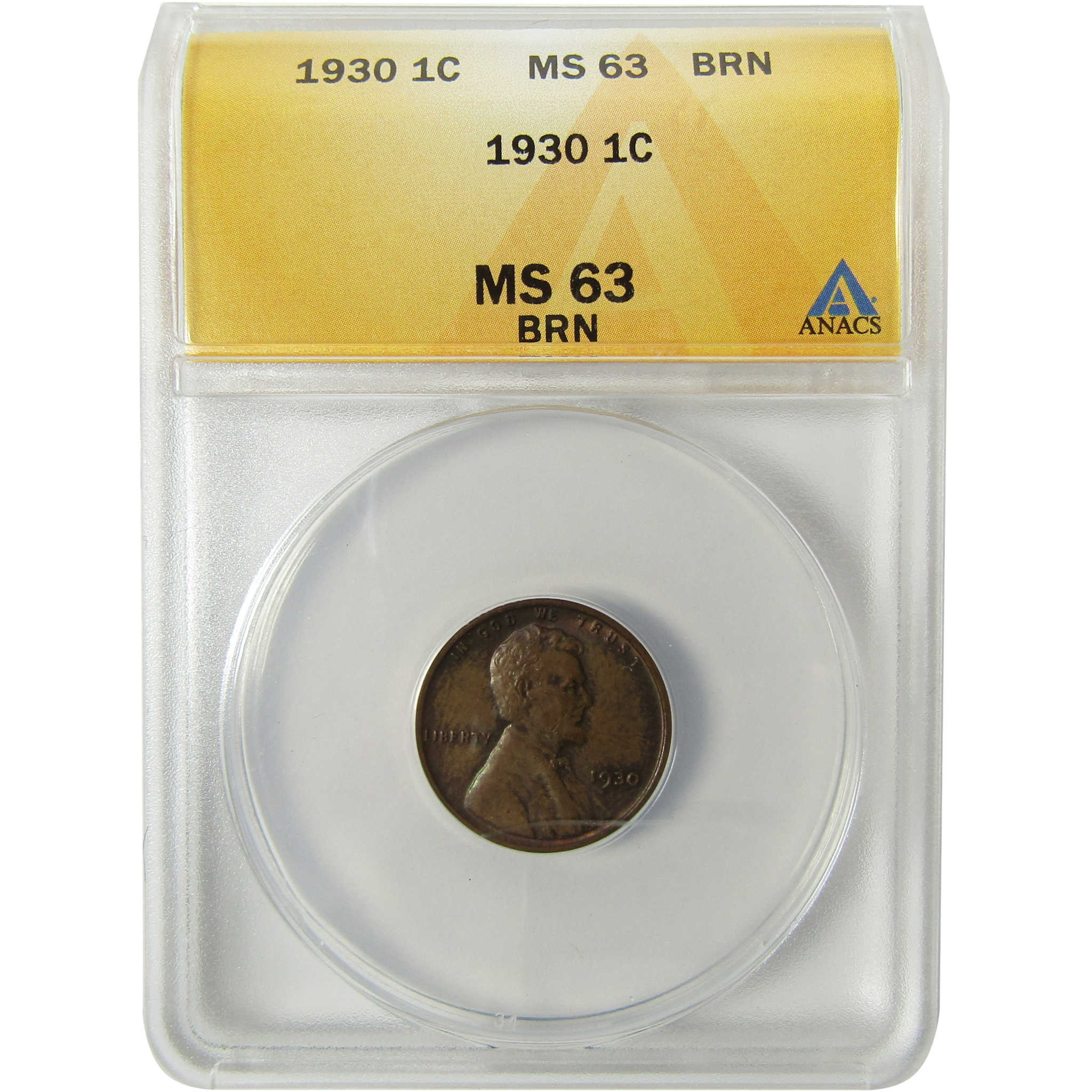 1930 Lincoln Wheat Cent MS 63 BN ANACS Uncirculated Penny SKU:I28443