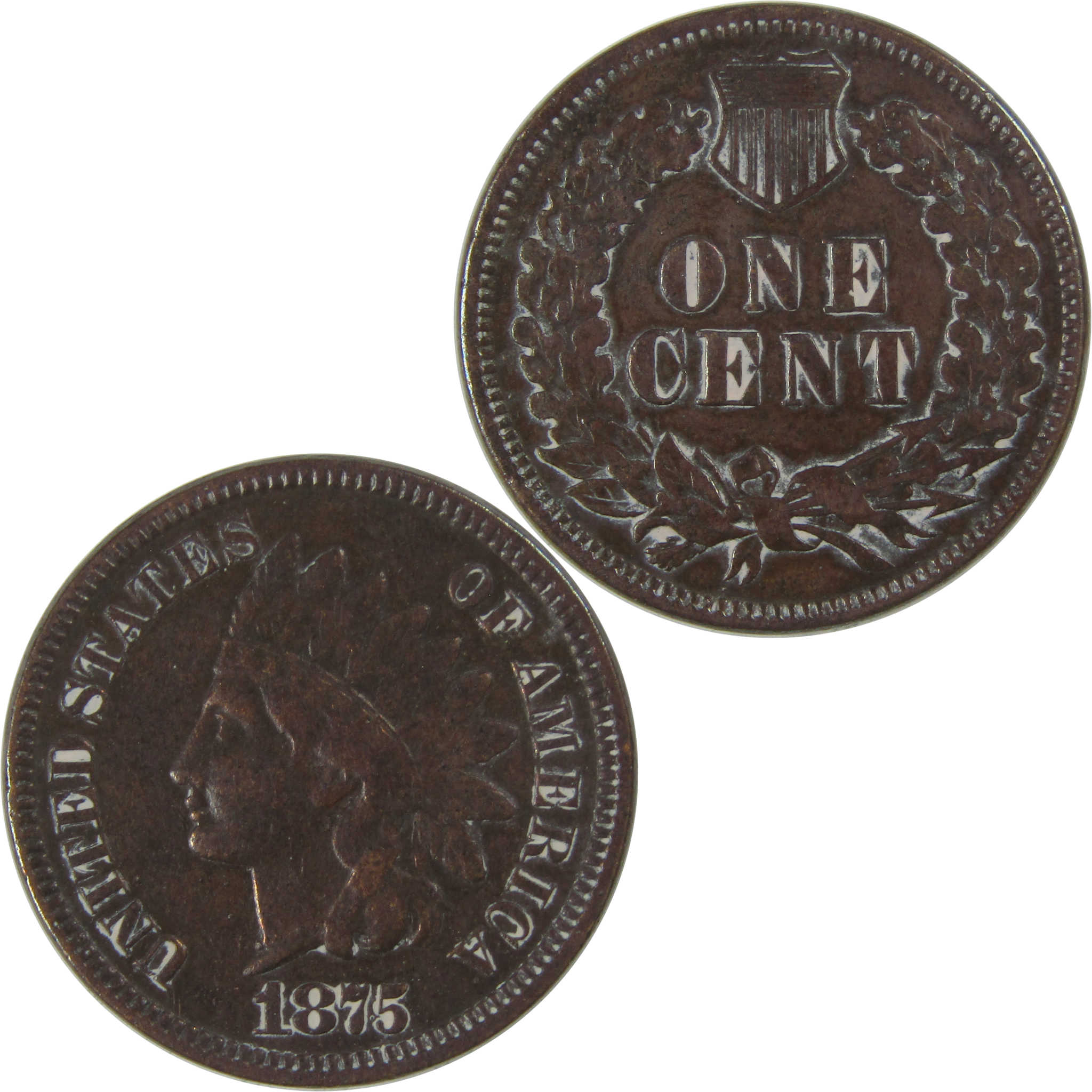 1875 Indian Head Cent VF Very Fine Details Penny 1c Coin SKU:I23263