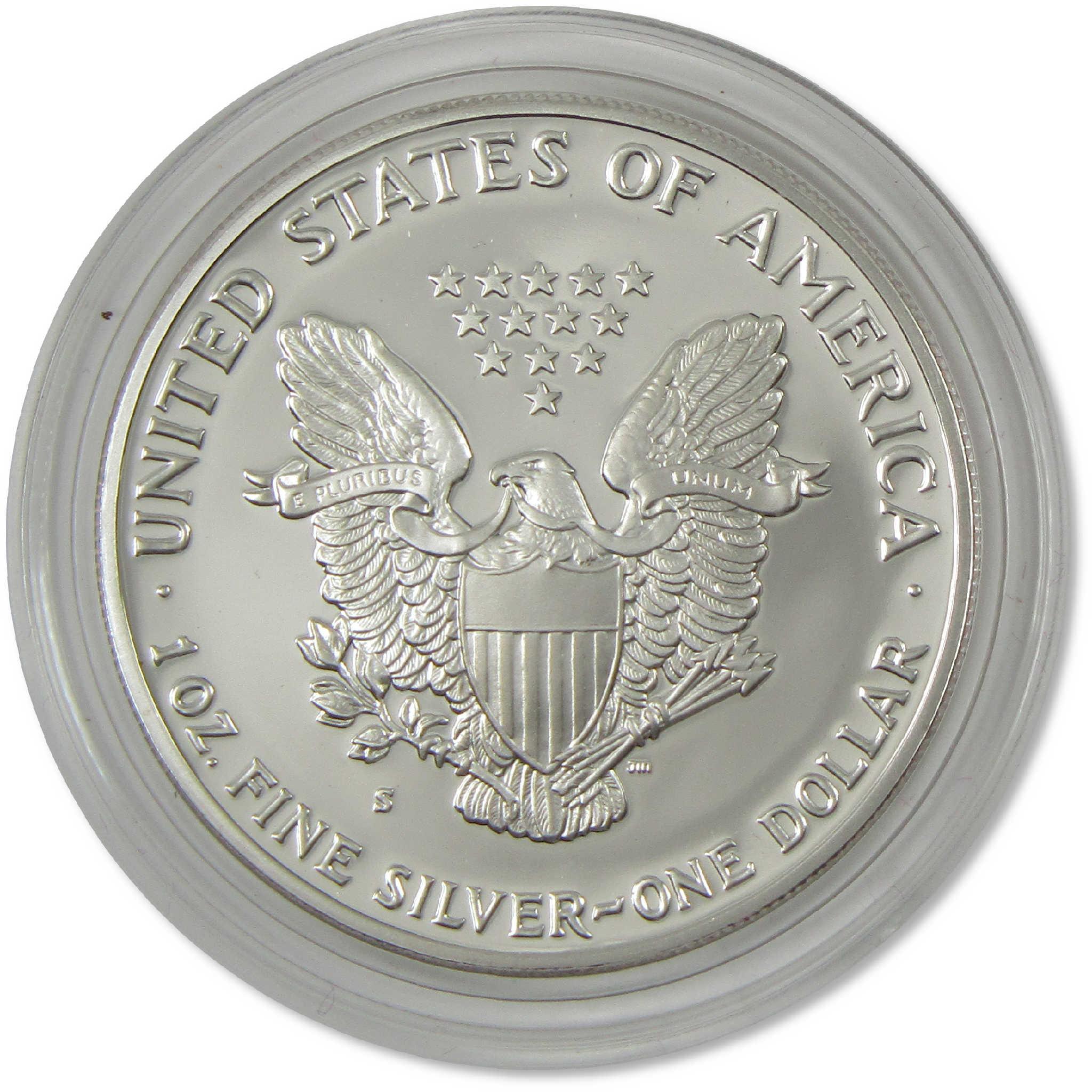 1990 S American Silver Eagle Choice Proof Bullion $1 Coin OGP COA