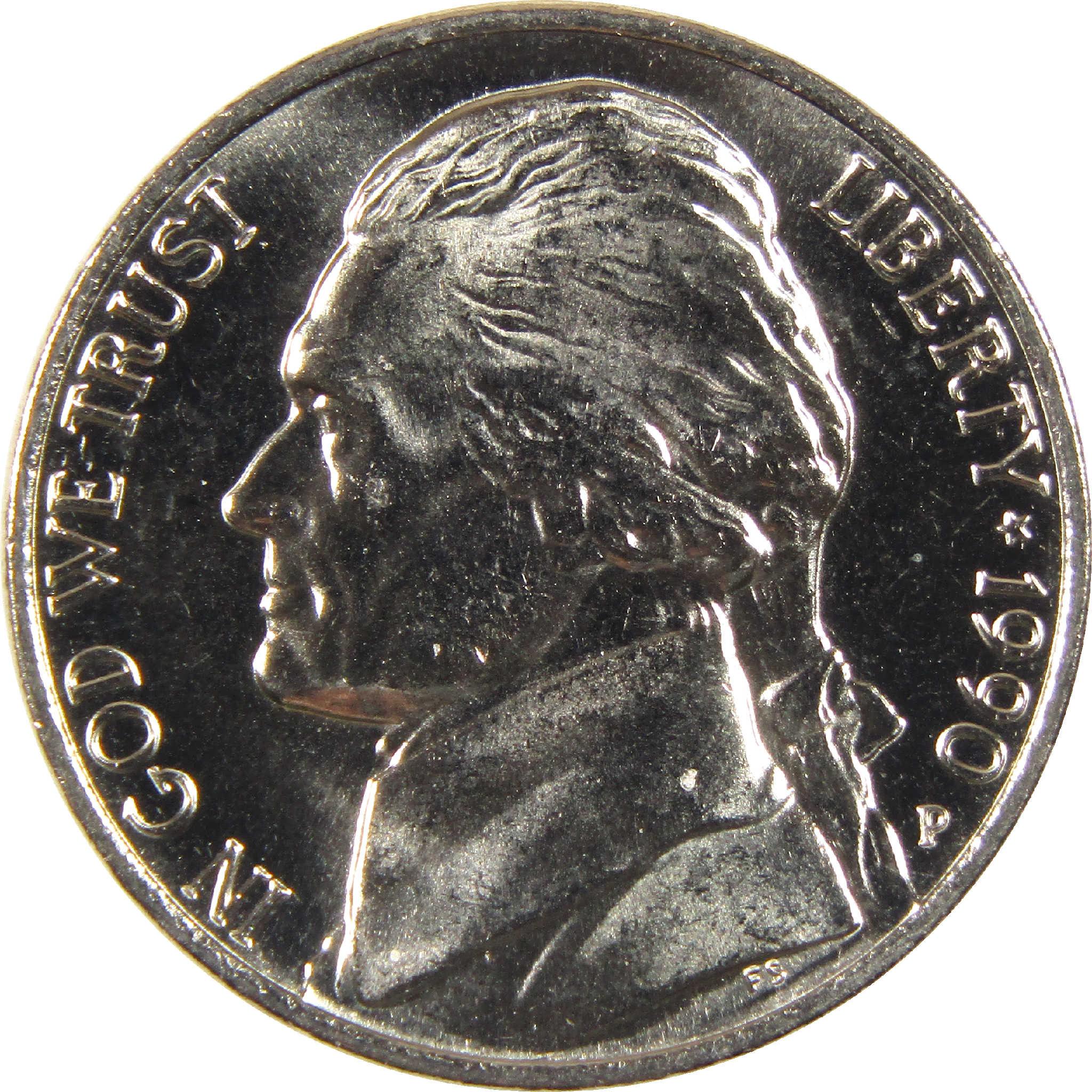 1990 P Jefferson Nickel BU Uncirculated 5c Coin