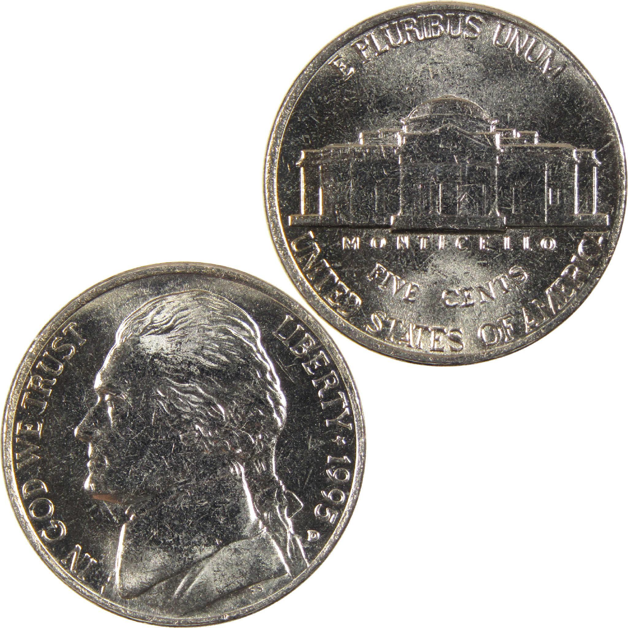 1995 D Jefferson Nickel Uncirculated 5c Coin