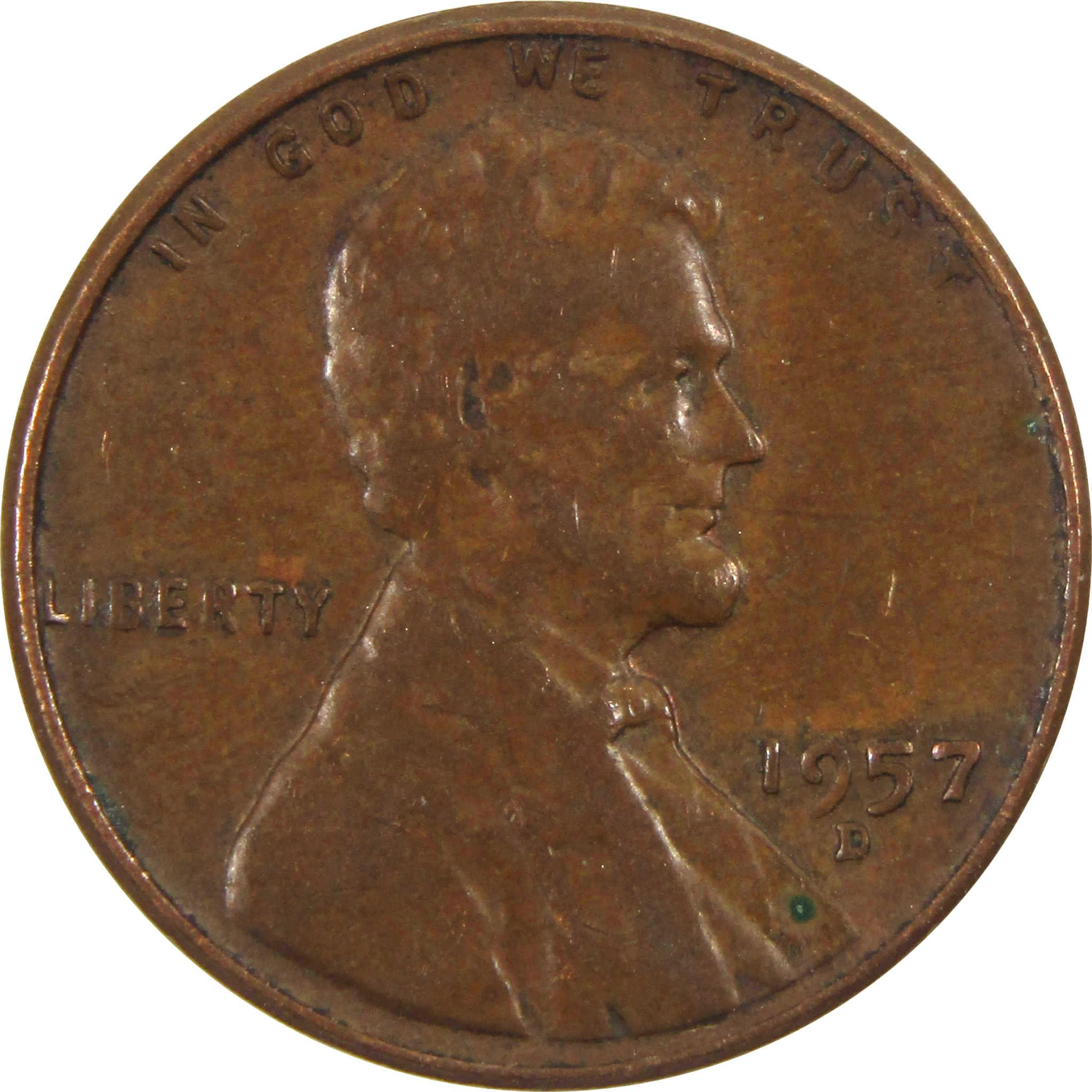 1957 D Lincoln Wheat Cent AG About Good Penny 1c Coin
