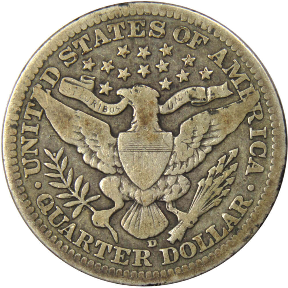 1914 D Barber Quarter VG Very Good Silver 25c Coin