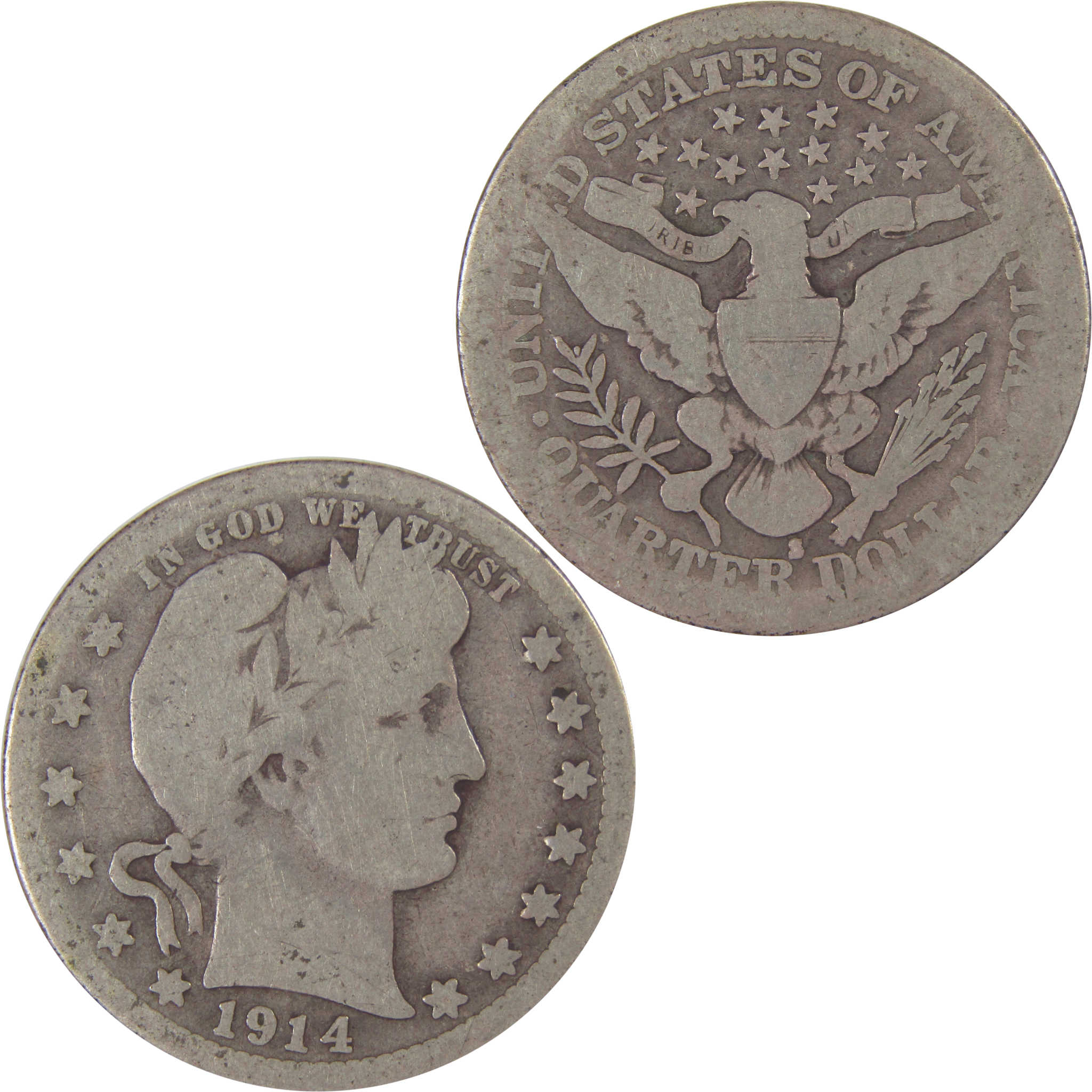 1914 S Barber Quarter AG About Good Silver 25c Coin SKU:I17628